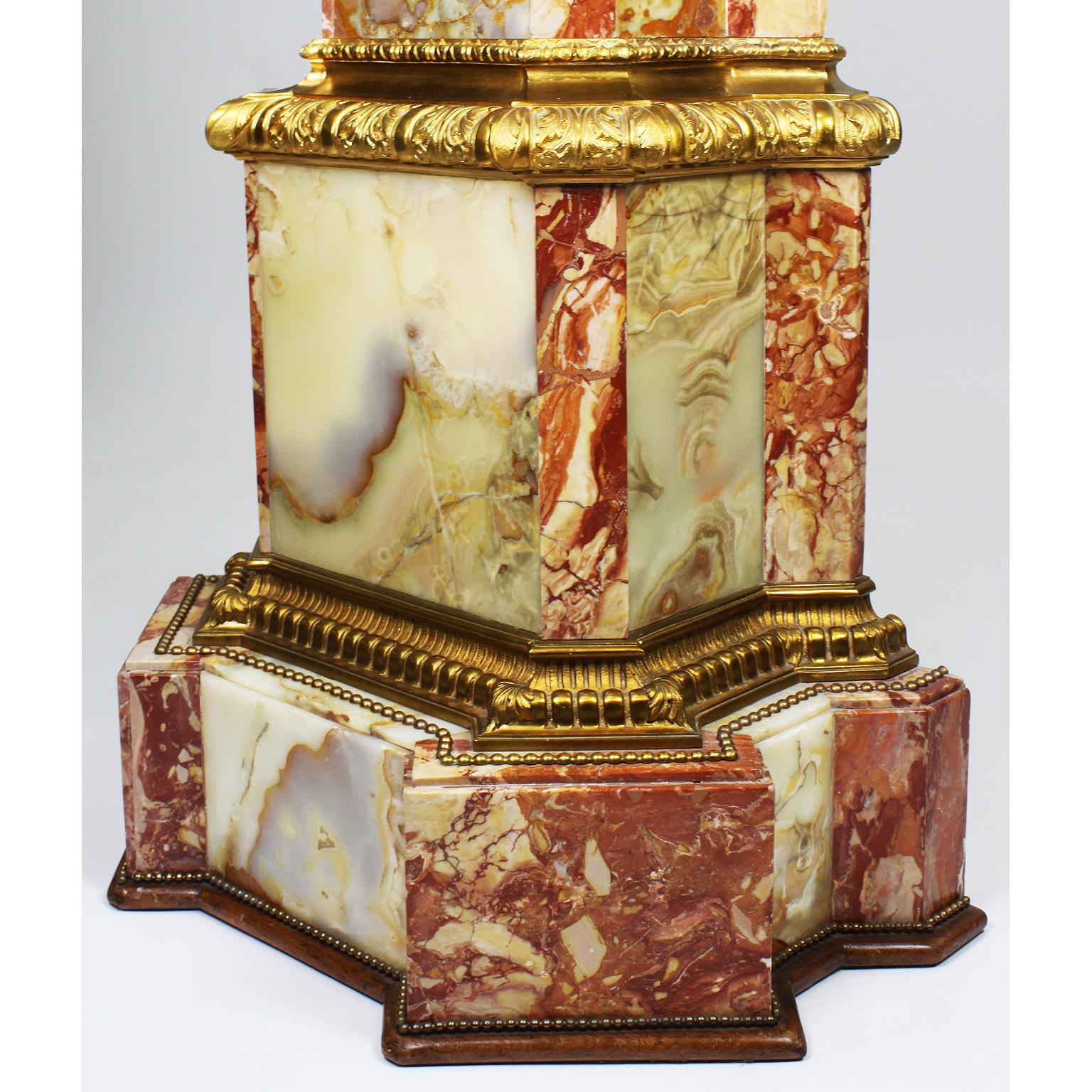 Monumental 19th Century Ormolu Mounted Onyx & Marble Longcase Grandfather Clock For Sale 3