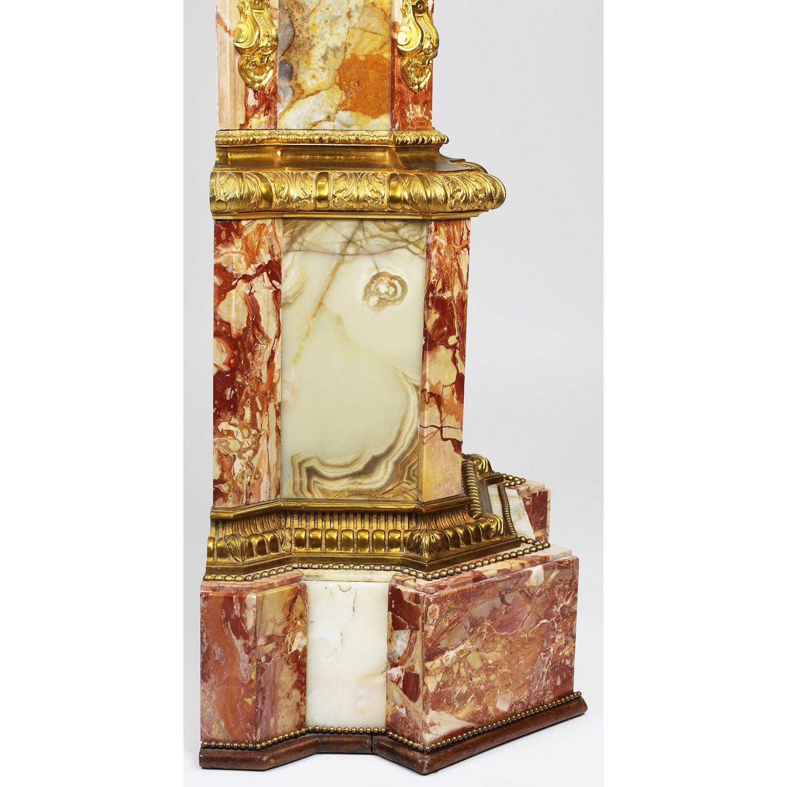 Monumental 19th Century Ormolu Mounted Onyx & Marble Longcase Grandfather Clock For Sale 3