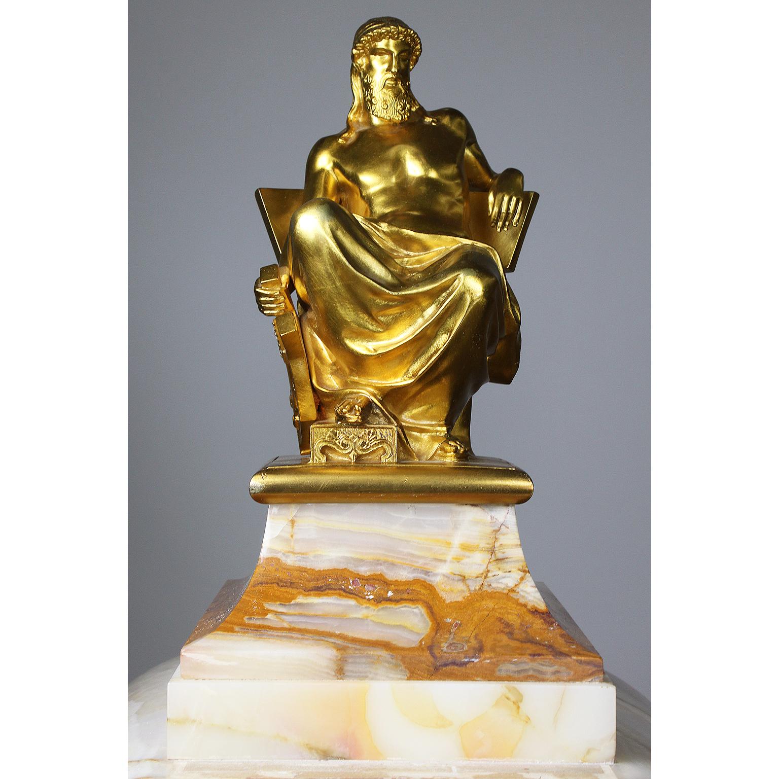 Monumentale Standuhr mit Goldbronze-Montierung aus Onyx und Marmor aus dem 19. Jahrhundert im Angebot 8