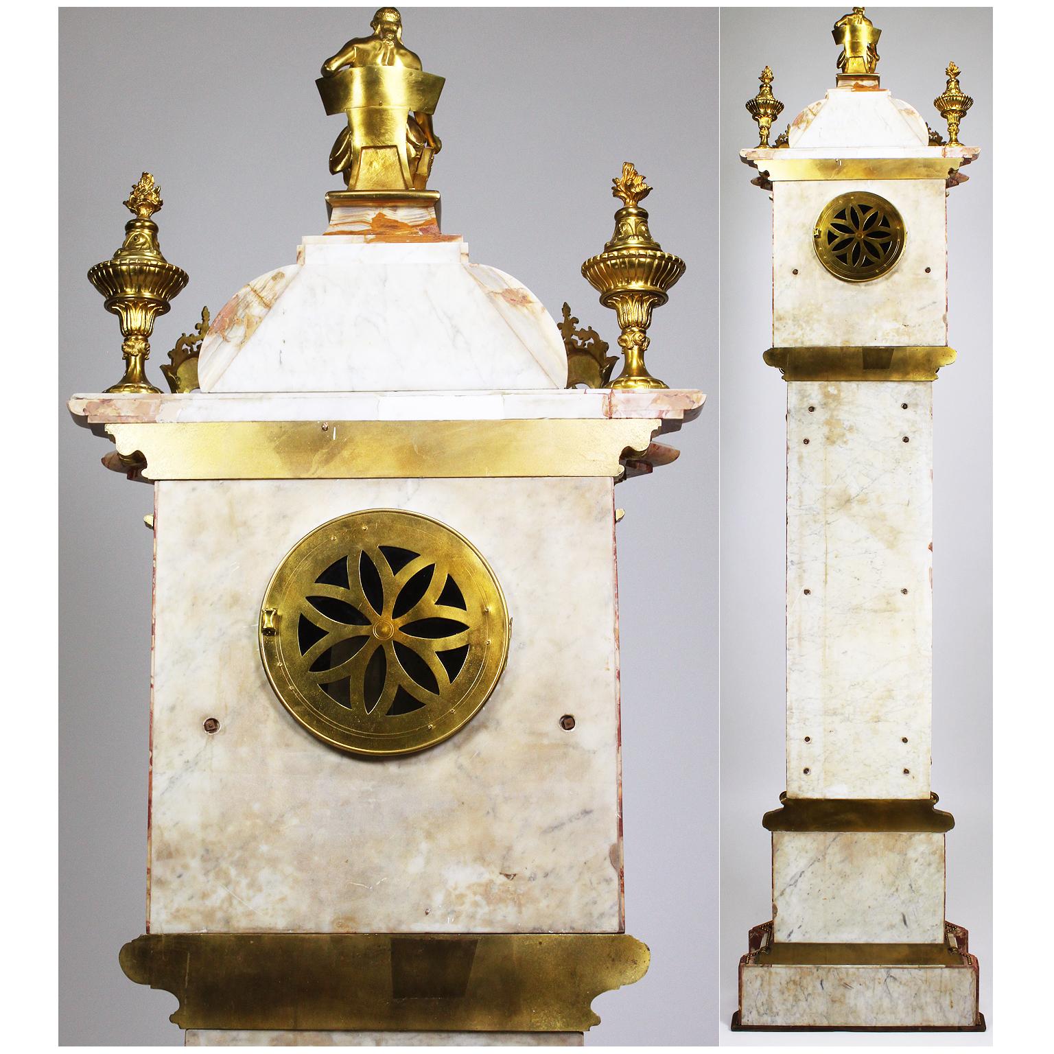 Monumental 19th Century Ormolu Mounted Onyx & Marble Longcase Grandfather Clock For Sale 7