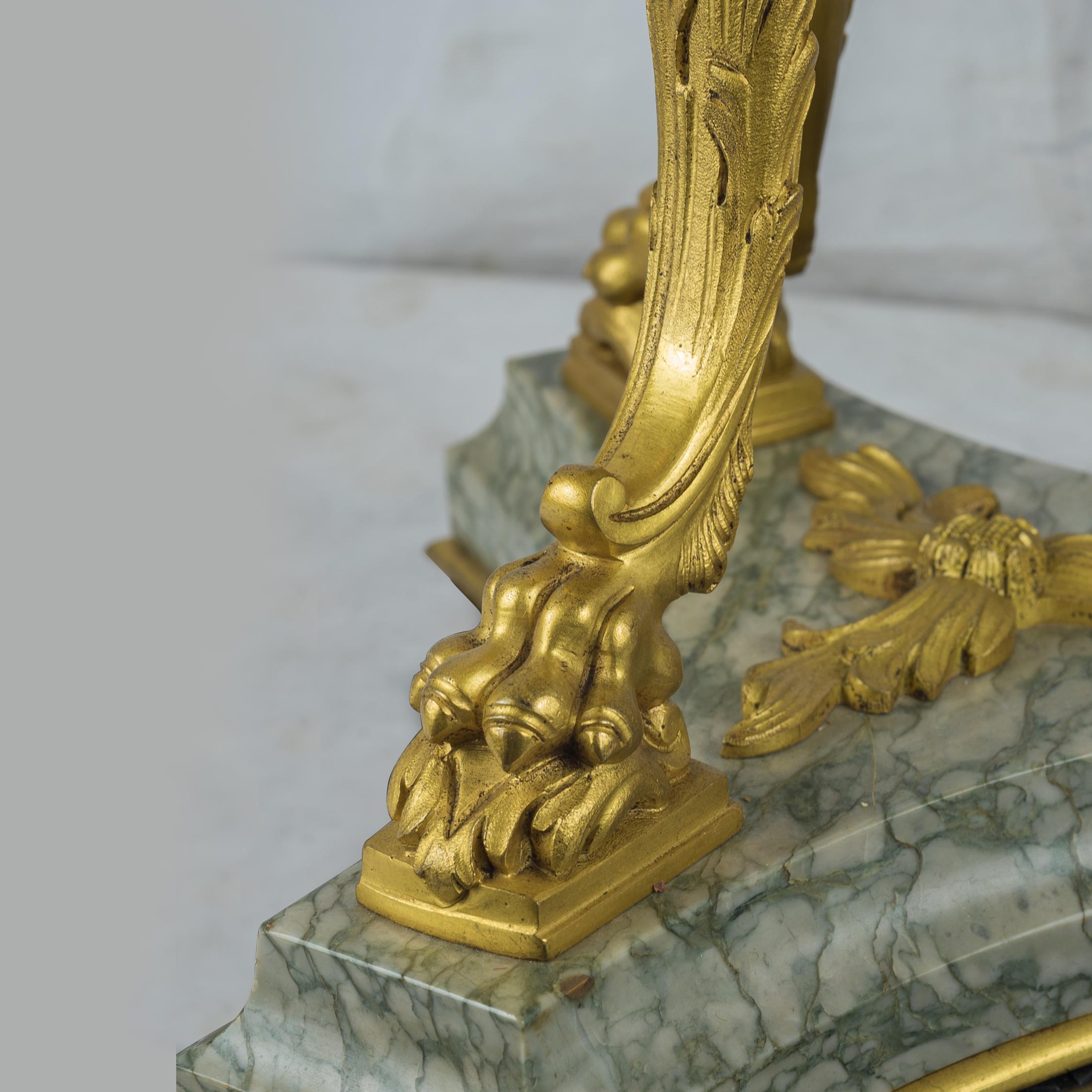 Monumental 19th Century Pair of French Rouge Marble and Gilt Bronze Urns For Sale 2