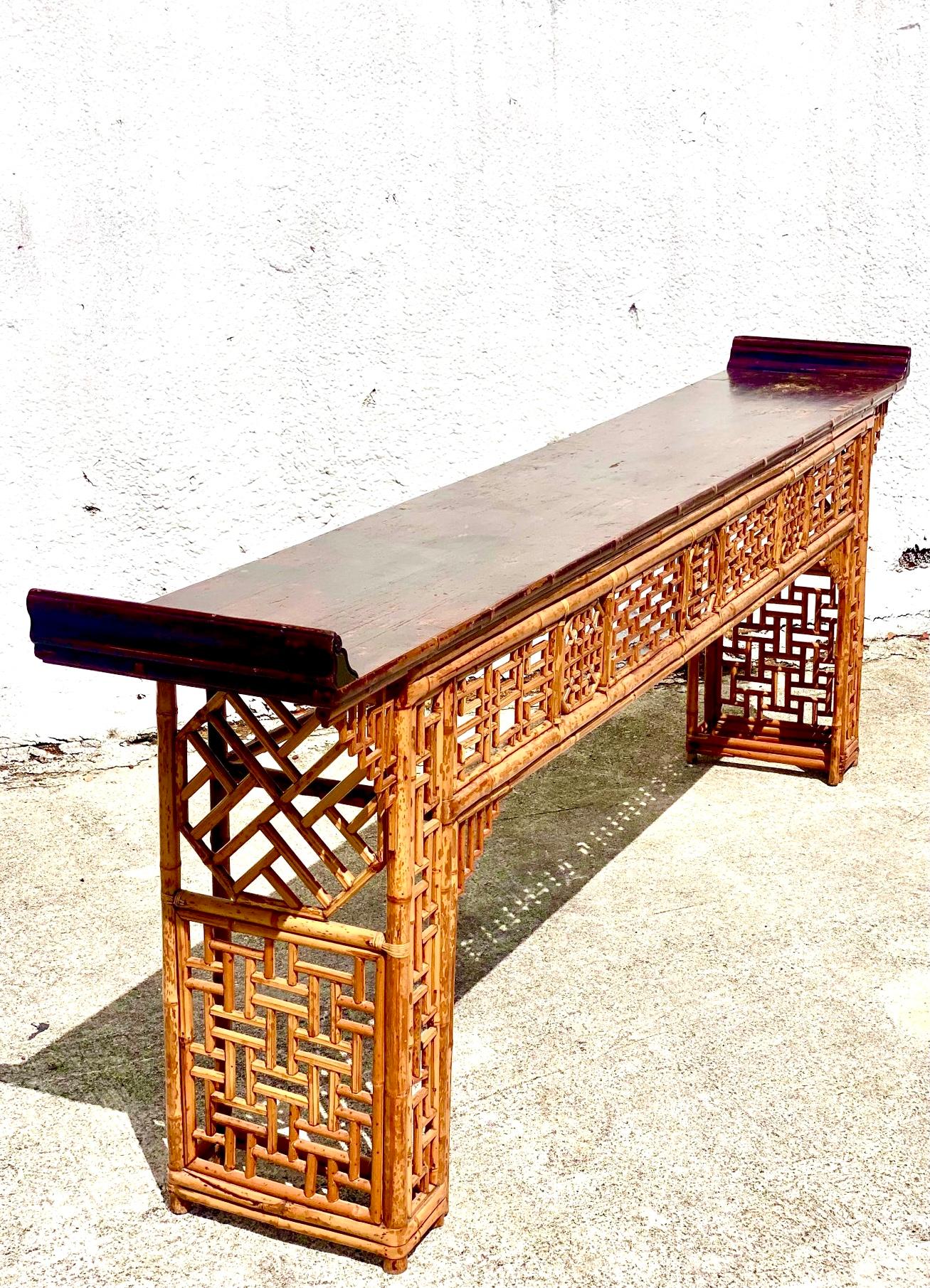 Monumental 19th Century Qing Dynasty Bamboo Altar/Console Table 1
