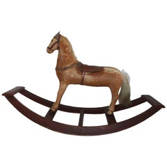Monumental 19th Century Rocking Horse with Original Paint