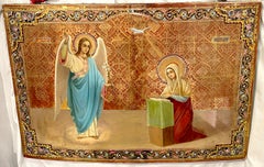 Monumental 19th Century Russian Icon of Annunciation of the Blessed Virgin Mary