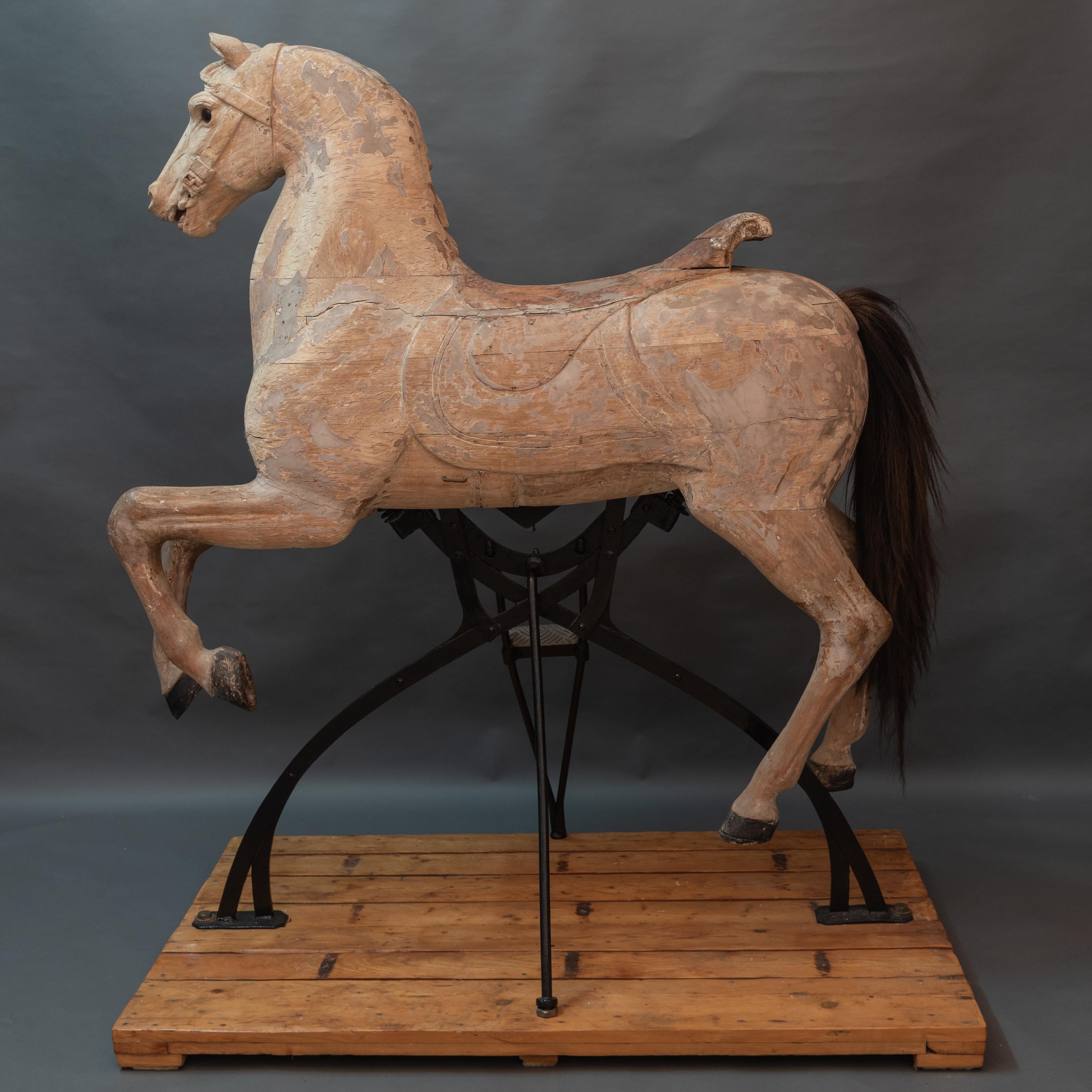 Metal Monumental 19th Century Signed Carousel Horse by Freidrich Heyn