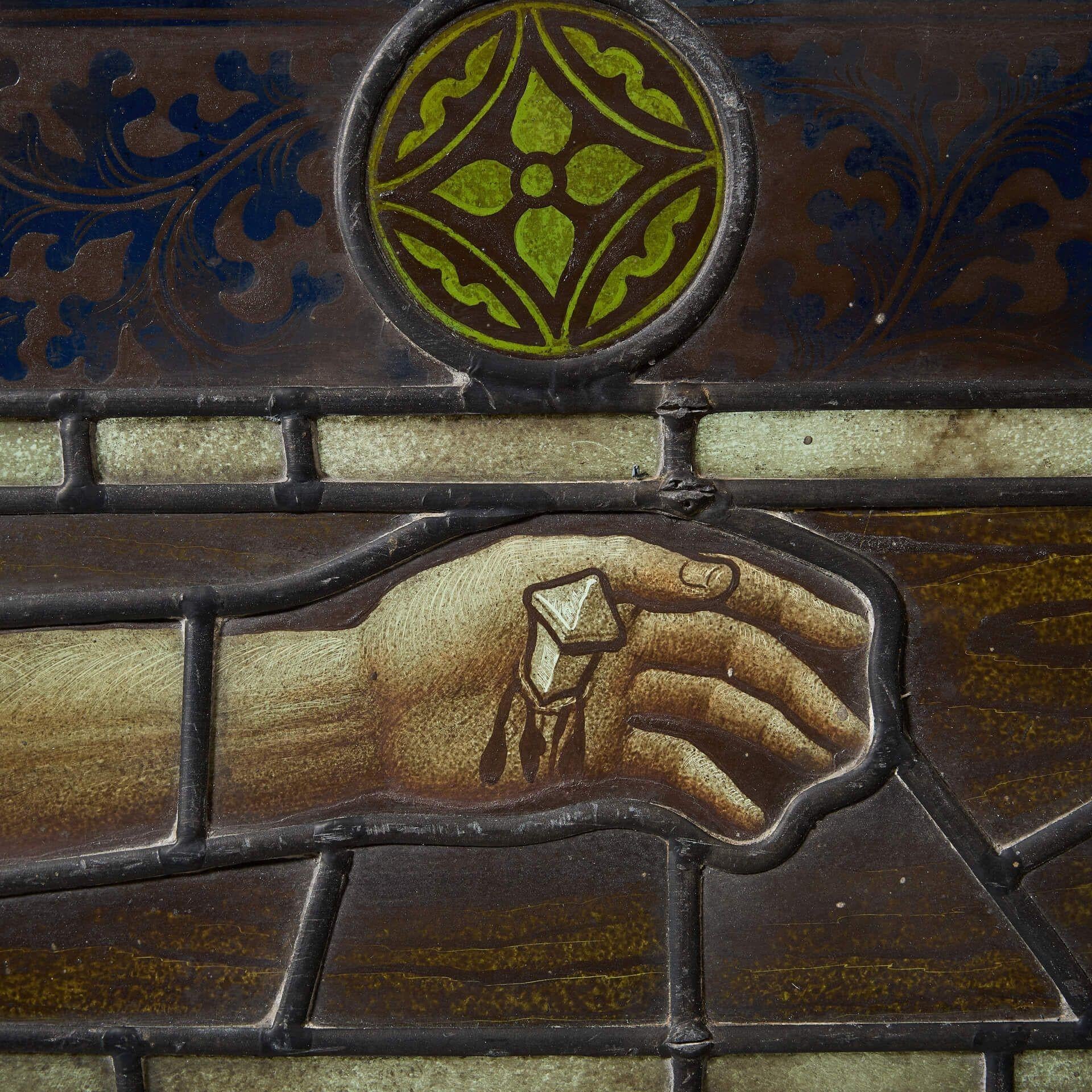 Monumental 19th Century Stained Glass Crucifixion Window For Sale 1