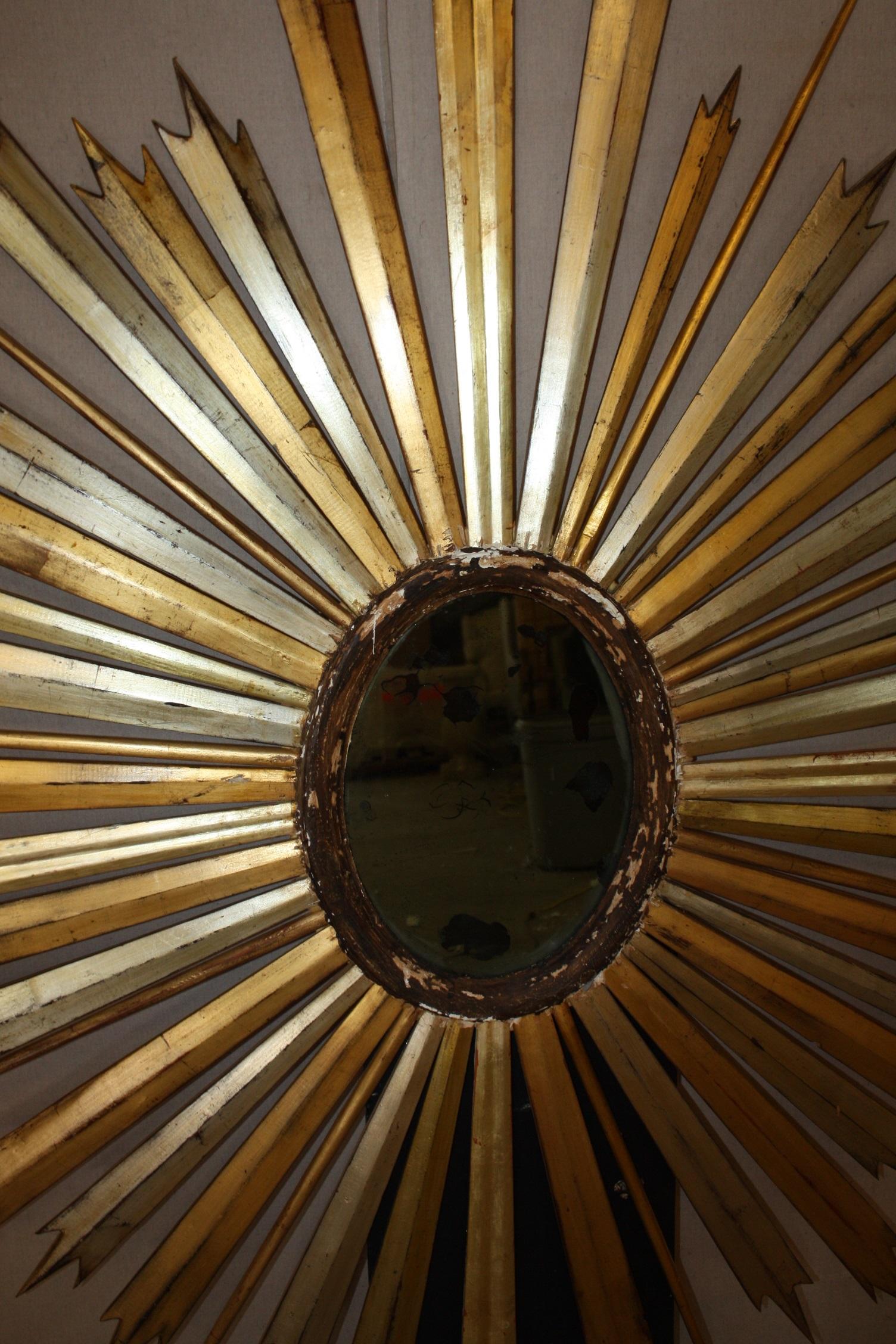 French Monumental 19th Century Sunburst Mirror