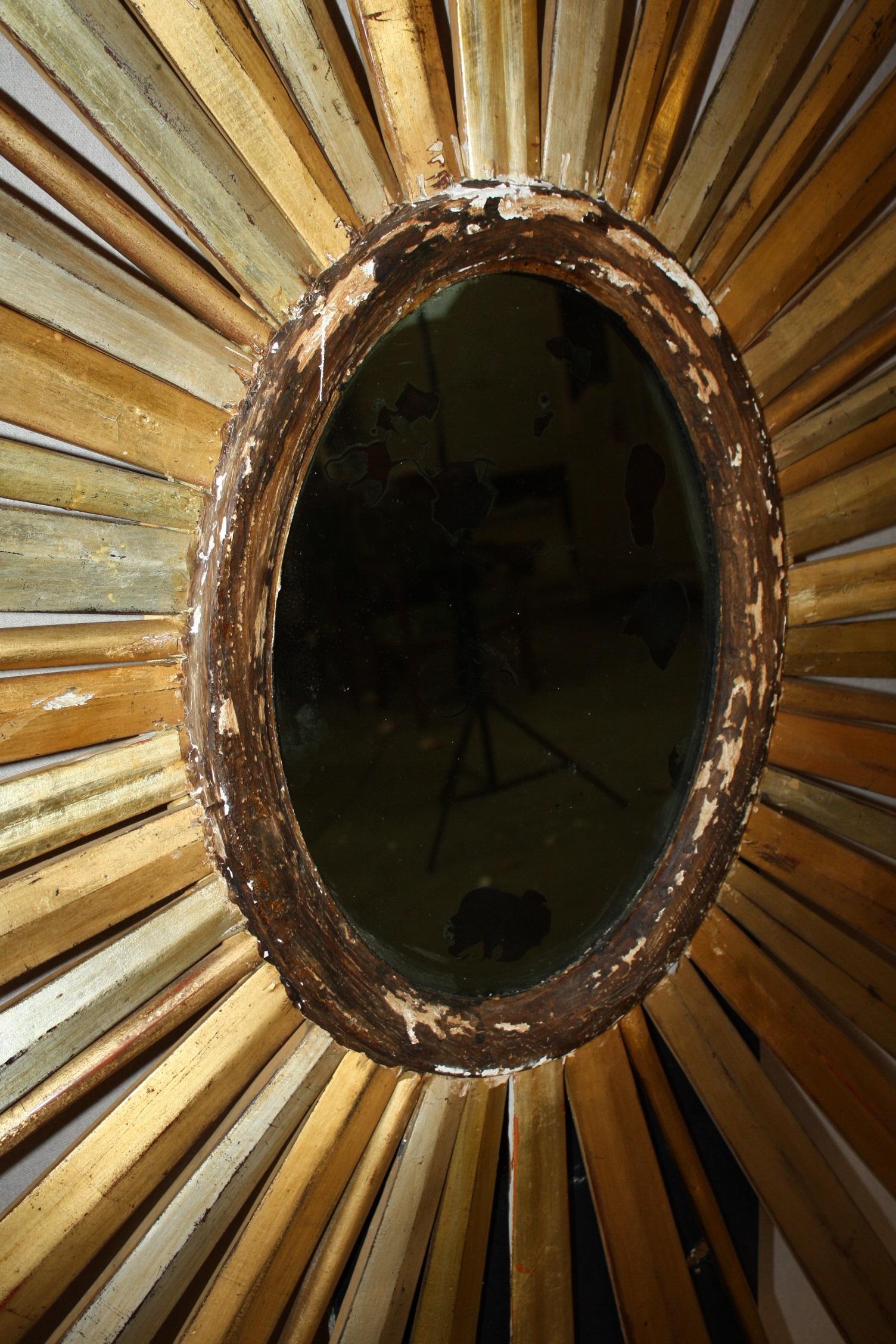 Monumental 19th Century Sunburst Mirror In Good Condition In Fairhope, AL