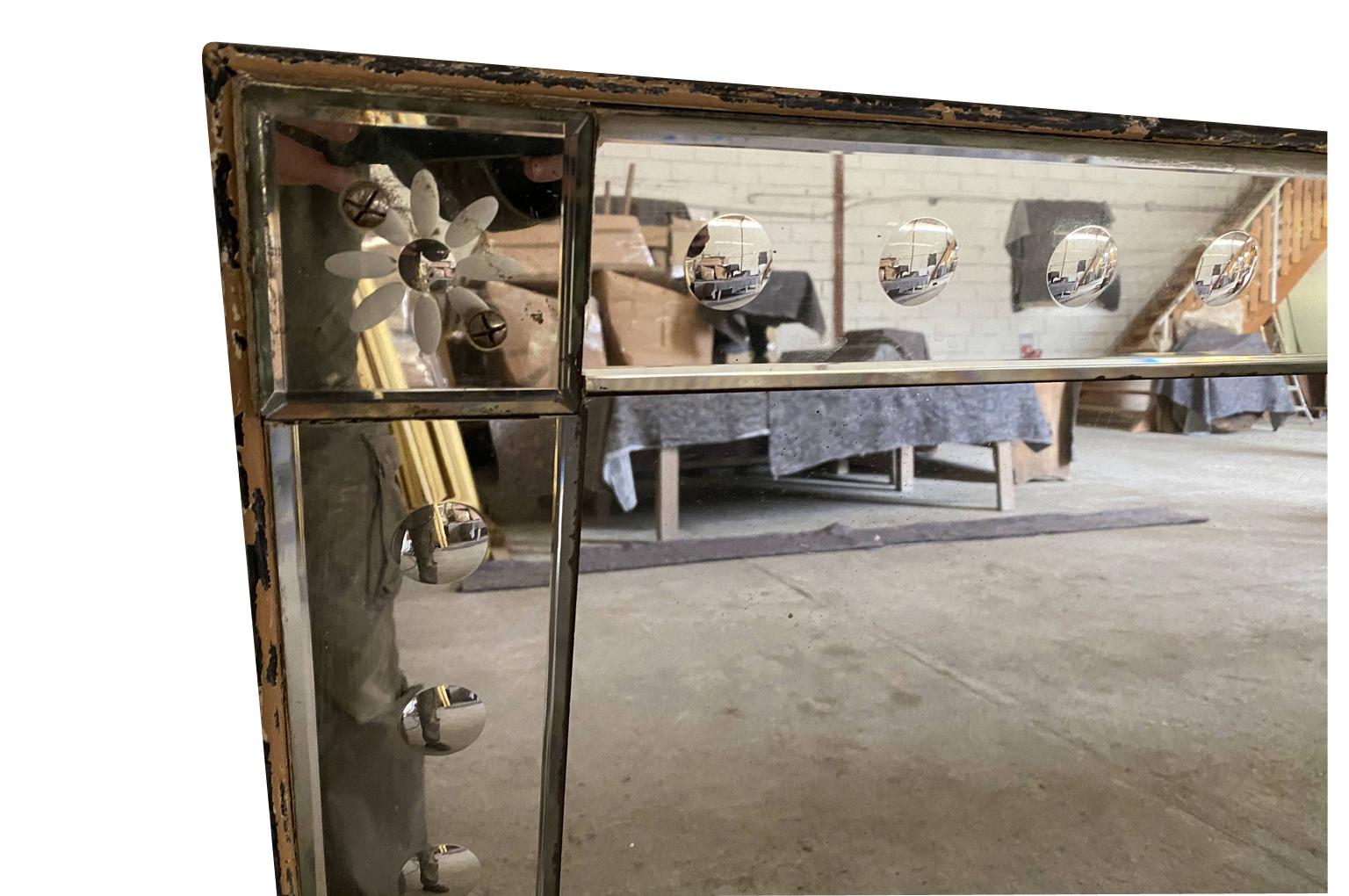 Monumental Early 20th Century Arte Deco Mirror  In Fair Condition For Sale In Atlanta, GA