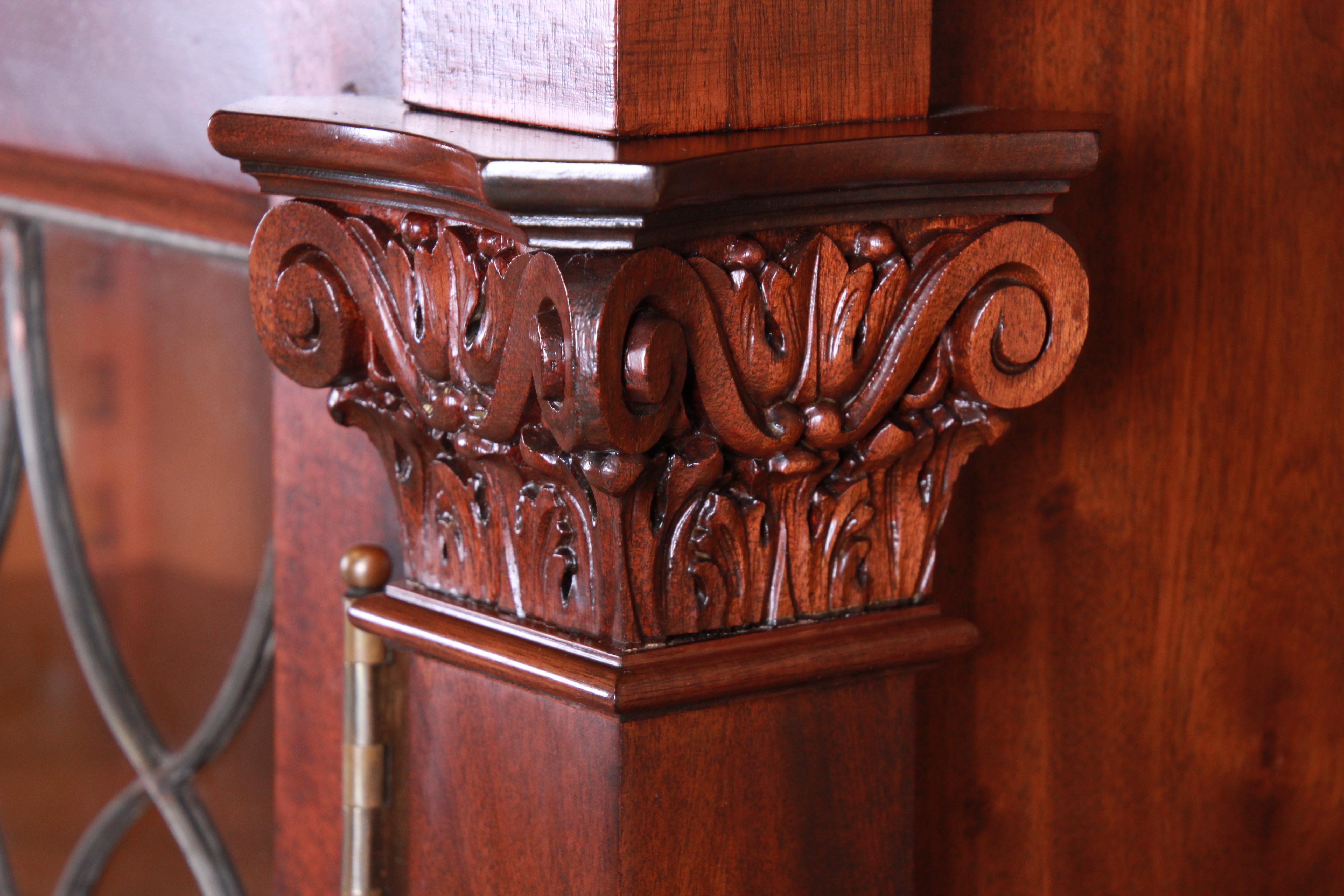 Monumental 19th Century Victorian Mahogany and Leaded Glass Triple Bookcases 2