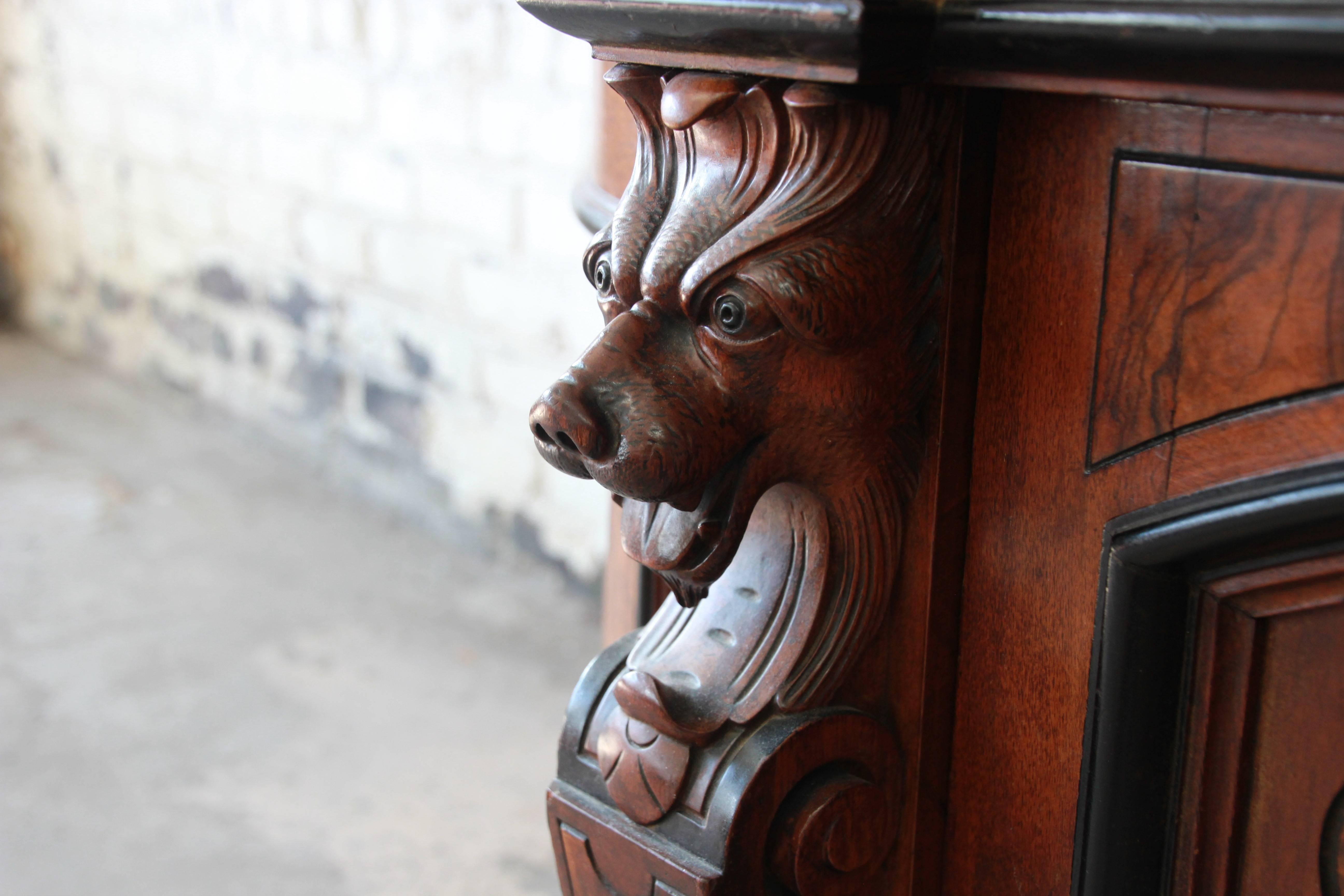 Monumental 19th Century Victorian Ornate Carved Burled Walnut Sideboard 7