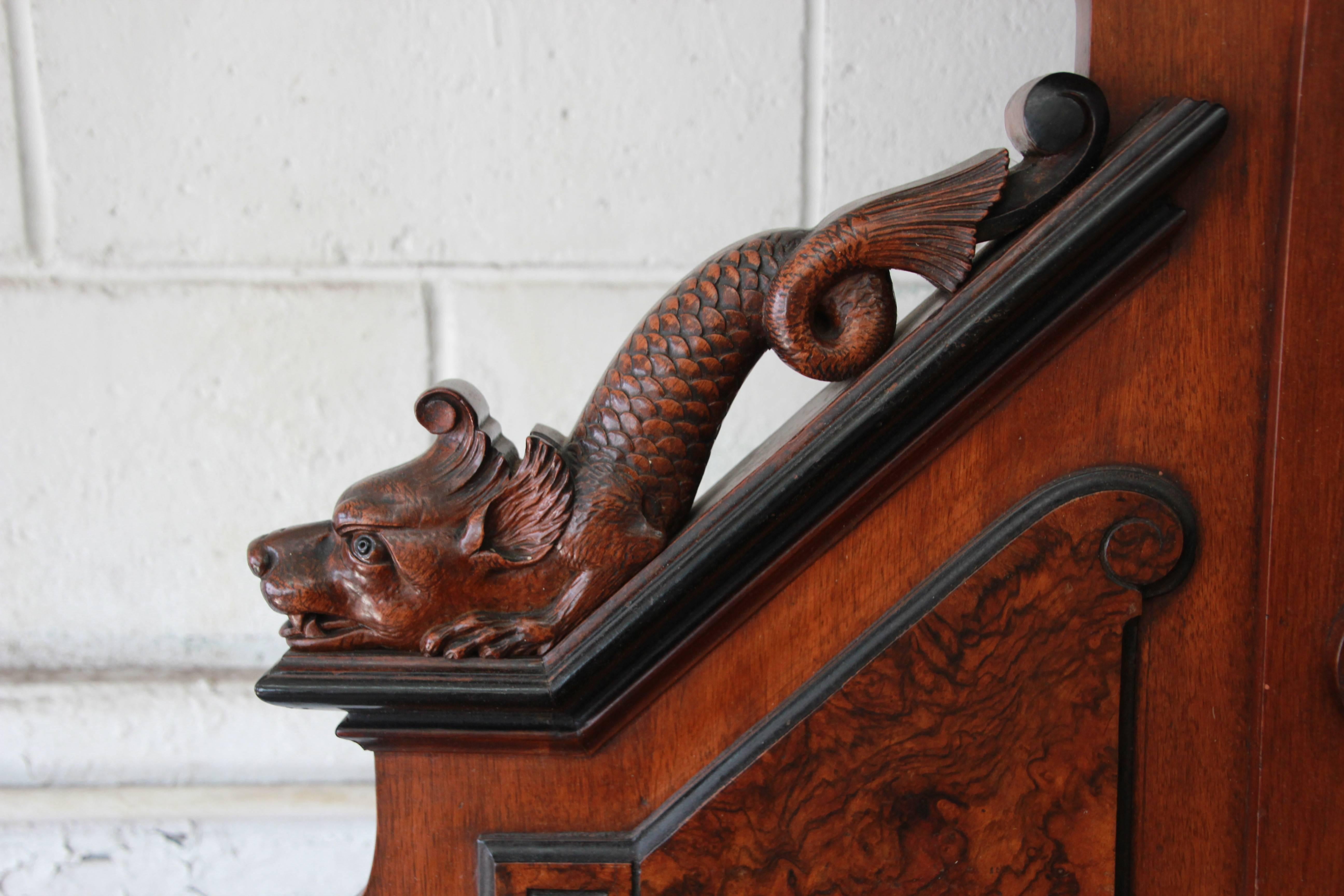 Monumental 19th Century Victorian Ornate Carved Burled Walnut Sideboard 8