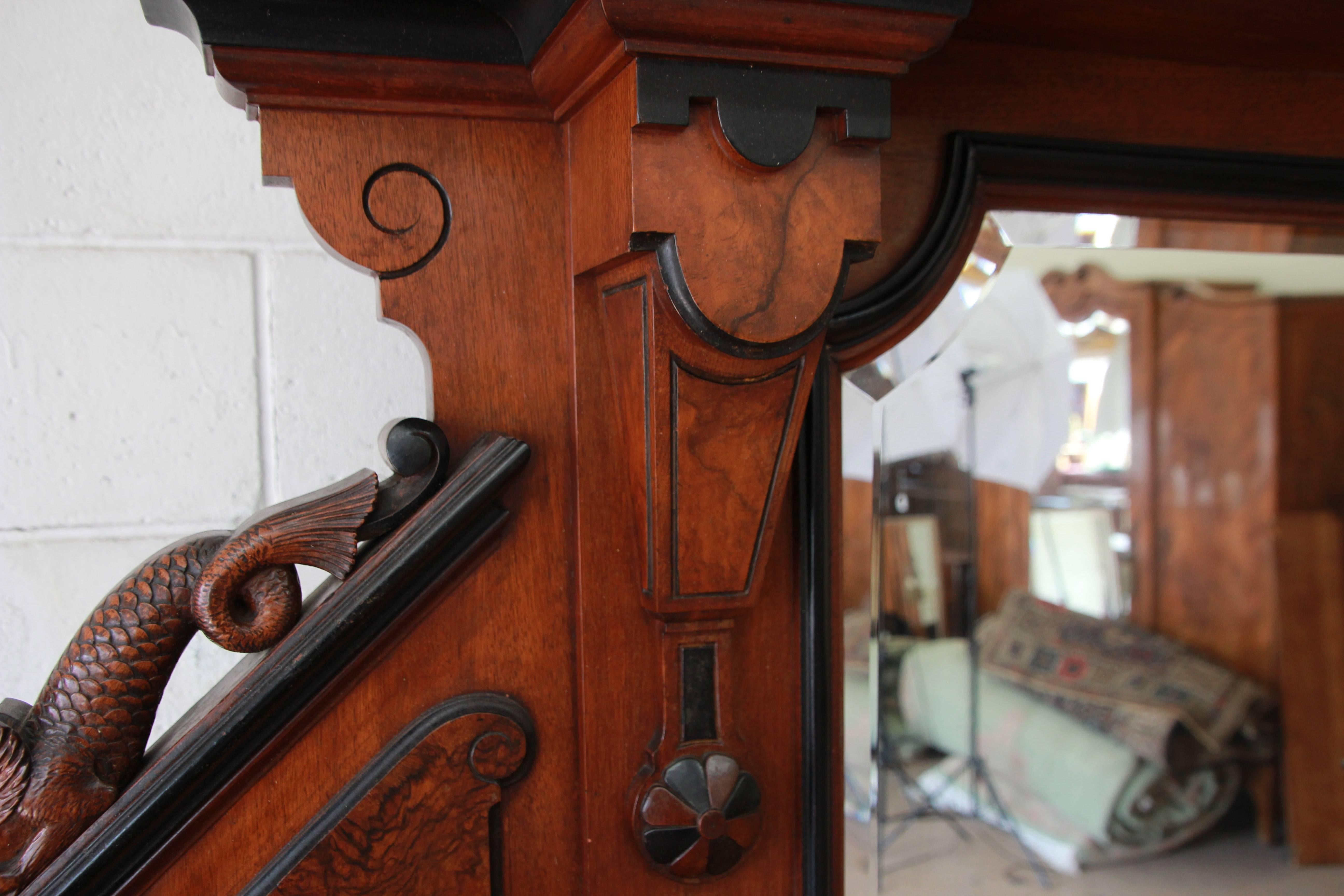 Monumental 19th Century Victorian Ornate Carved Burled Walnut Sideboard 15