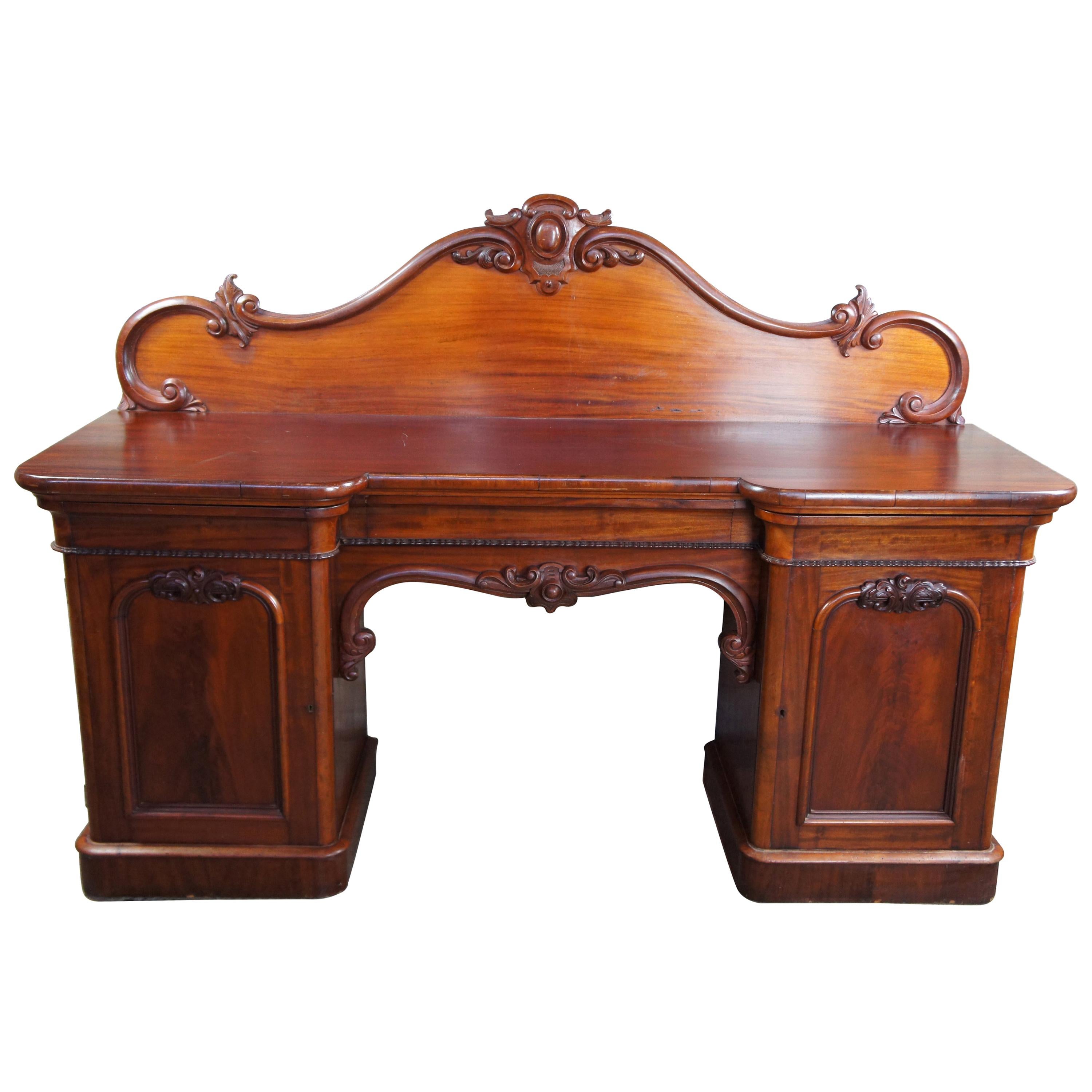 Monumental 19th Century William IV Mahogany Sideboard Console Dry Bar Barback