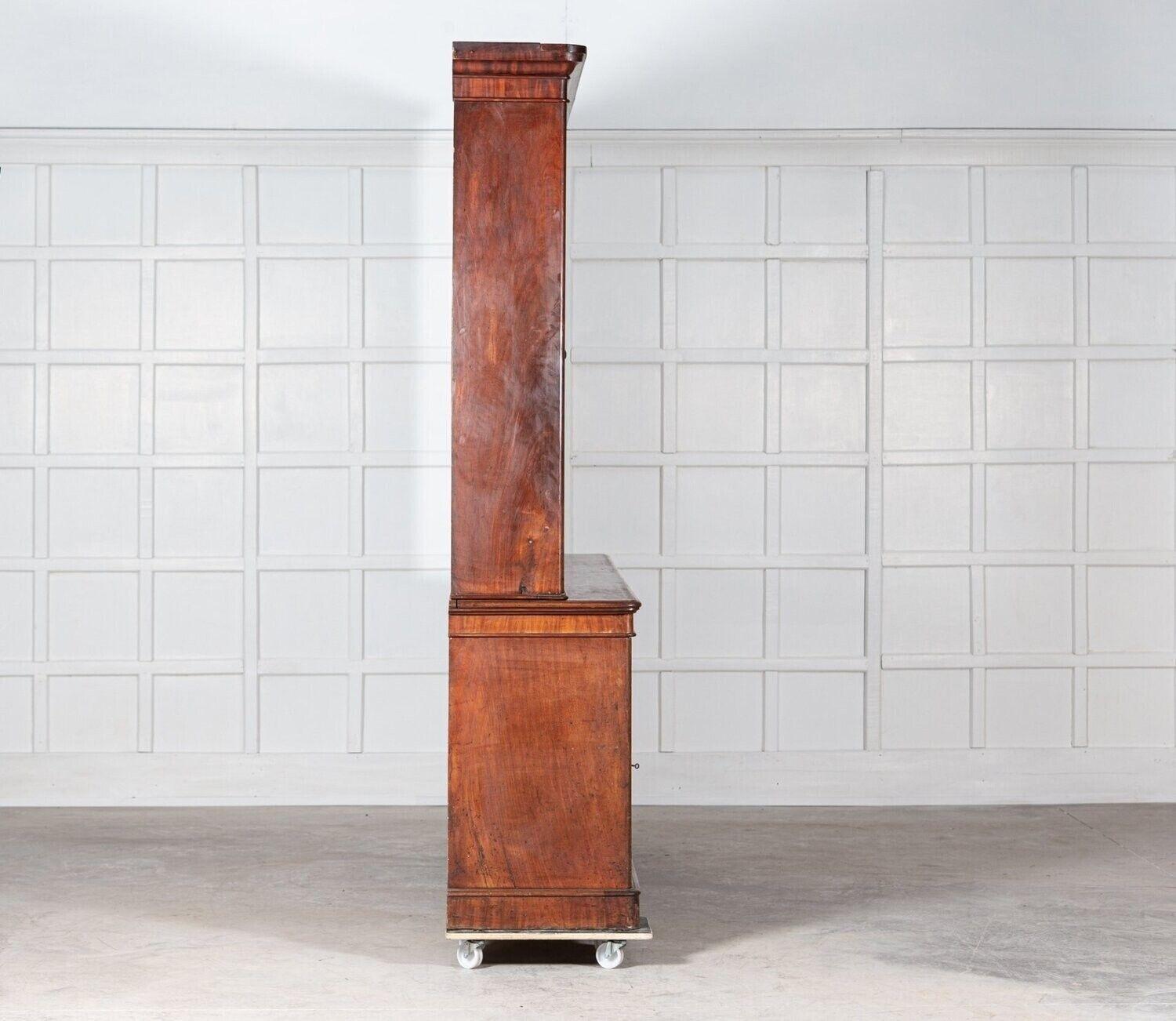 Monumental 19th C Arched Glazed Mahogany Library Bookcase 1