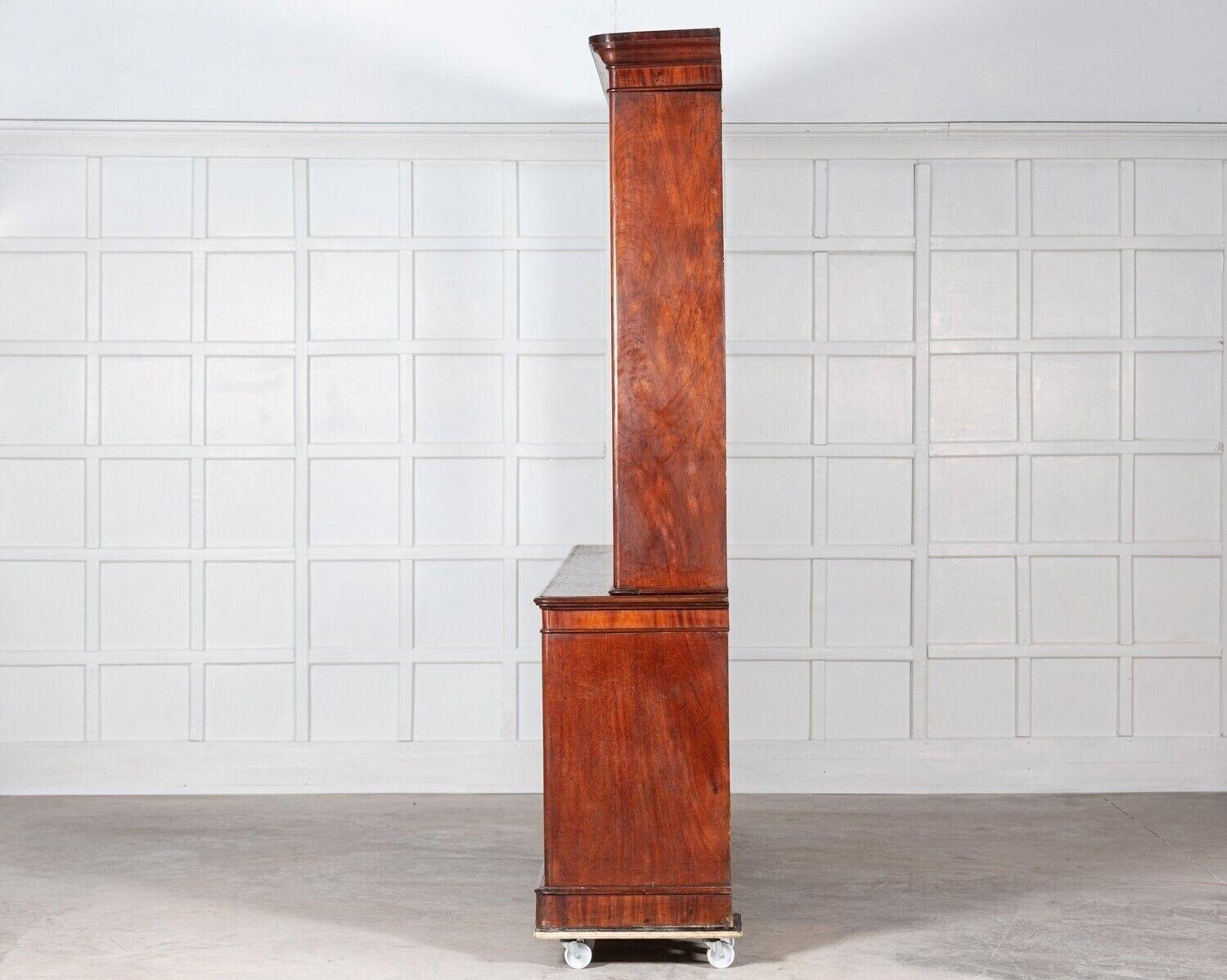 Monumental 19th C Arched Glazed Mahogany Library Bookcase 2