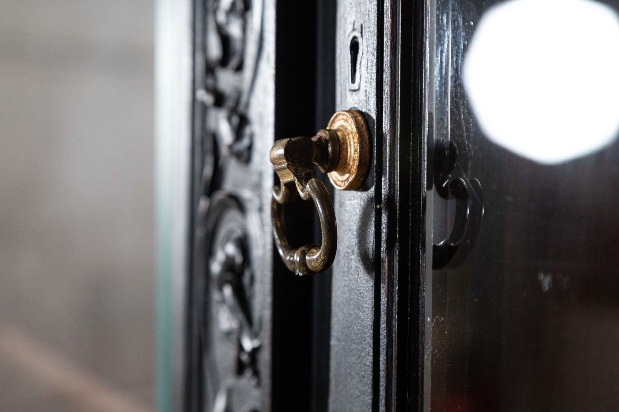 Monumentale libreria inglese del XIX secolo in mogano ebanizzato con ante a strappo in vendita 8