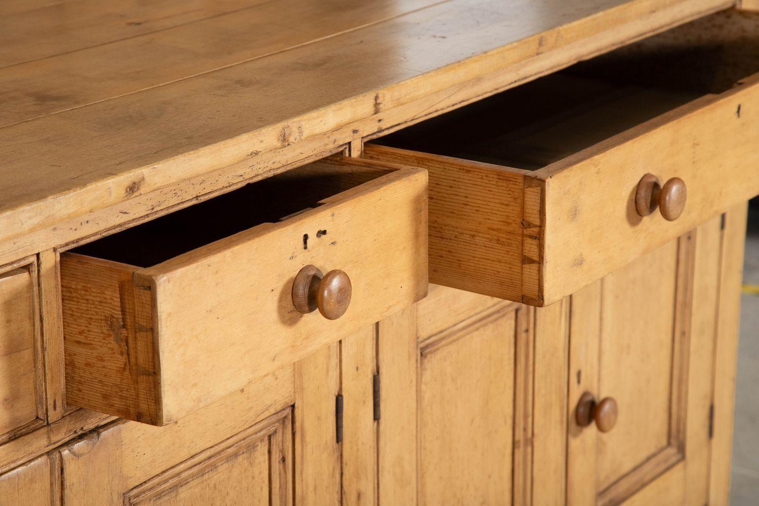 Monumental 19thc English Country House Sycamore Top Dresser For Sale 6