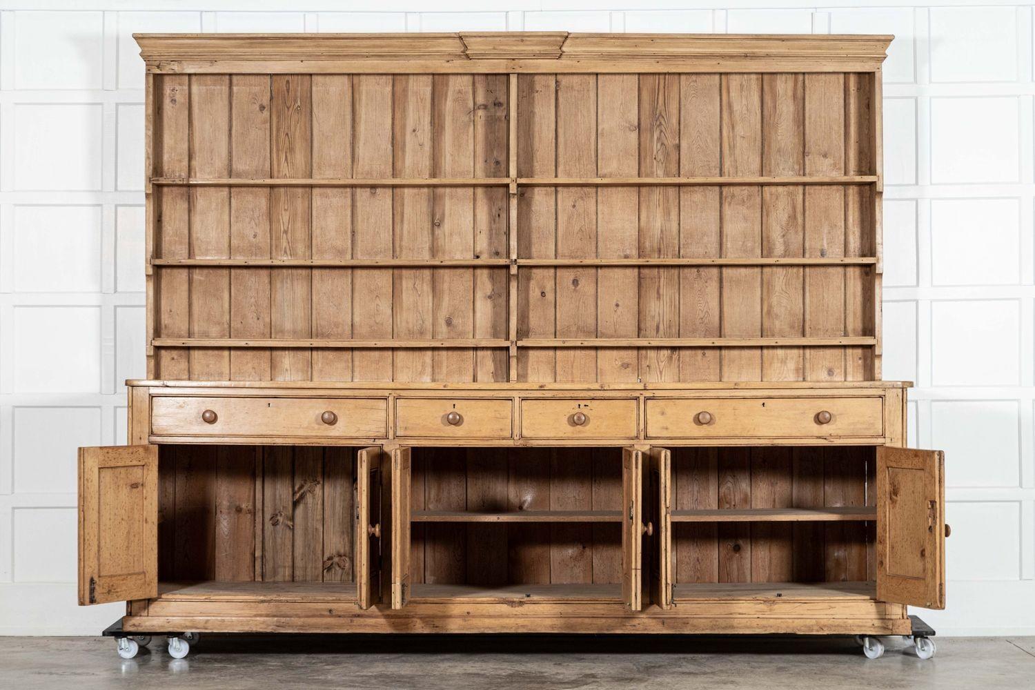 19th Century Monumental 19thc English Country House Sycamore Top Dresser For Sale