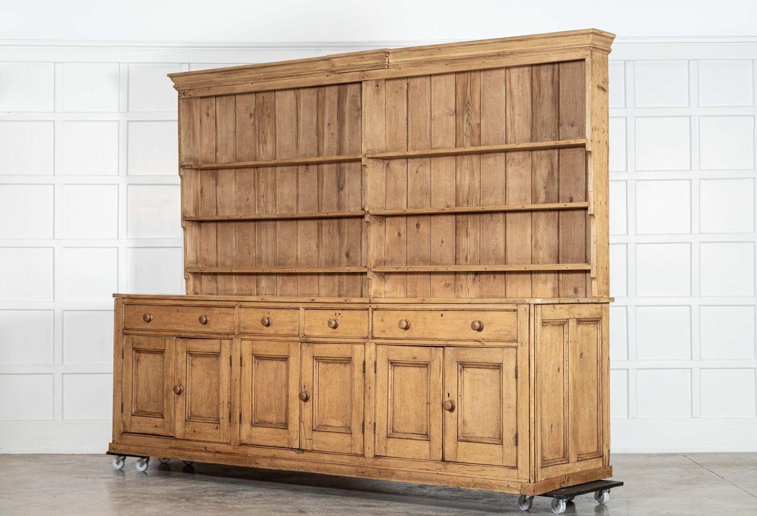 Pine Monumental 19thc English Country House Sycamore Top Dresser For Sale