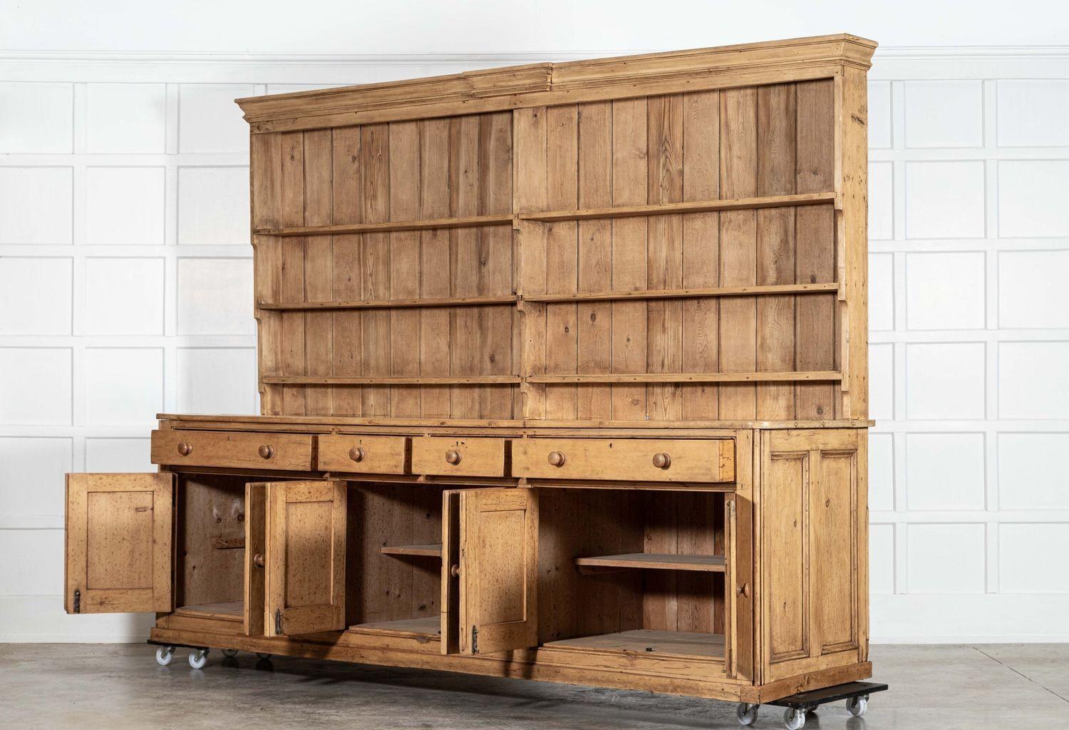 Monumental 19thc English Country House Sycamore Top Dresser For Sale 1