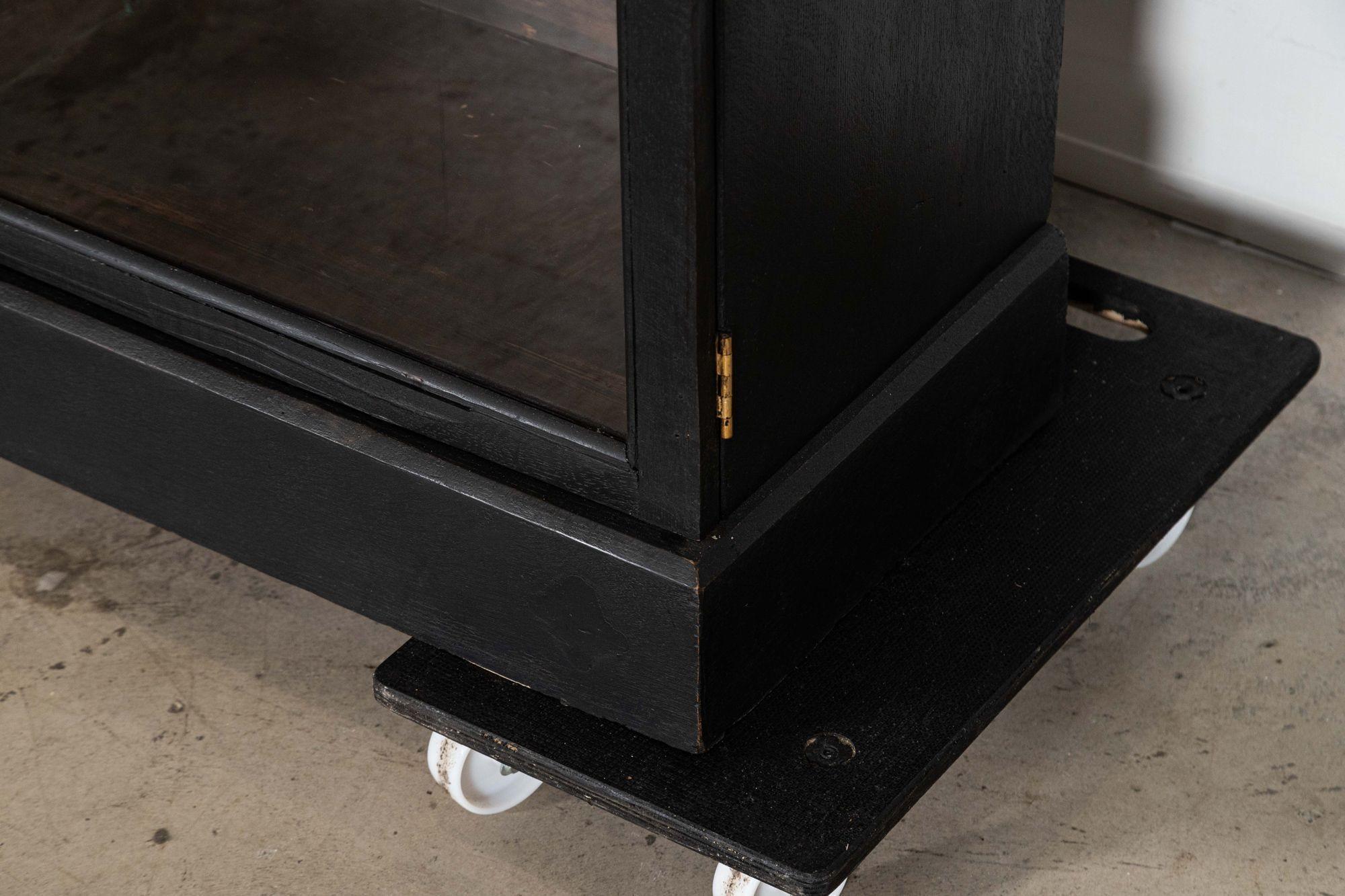 Monumental 19thC English Ebonised Oak Glazed Bookcase For Sale 15