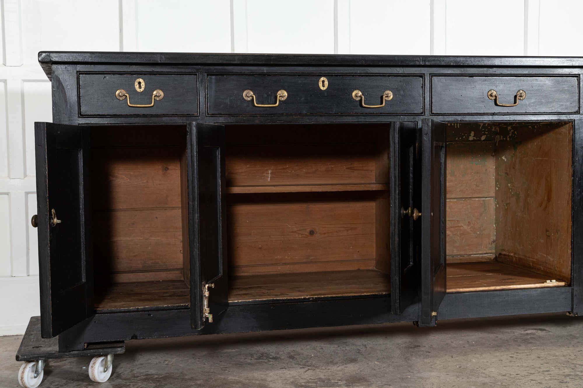 Monumental 19thC English Ebonised Pine Dresser Base For Sale 6