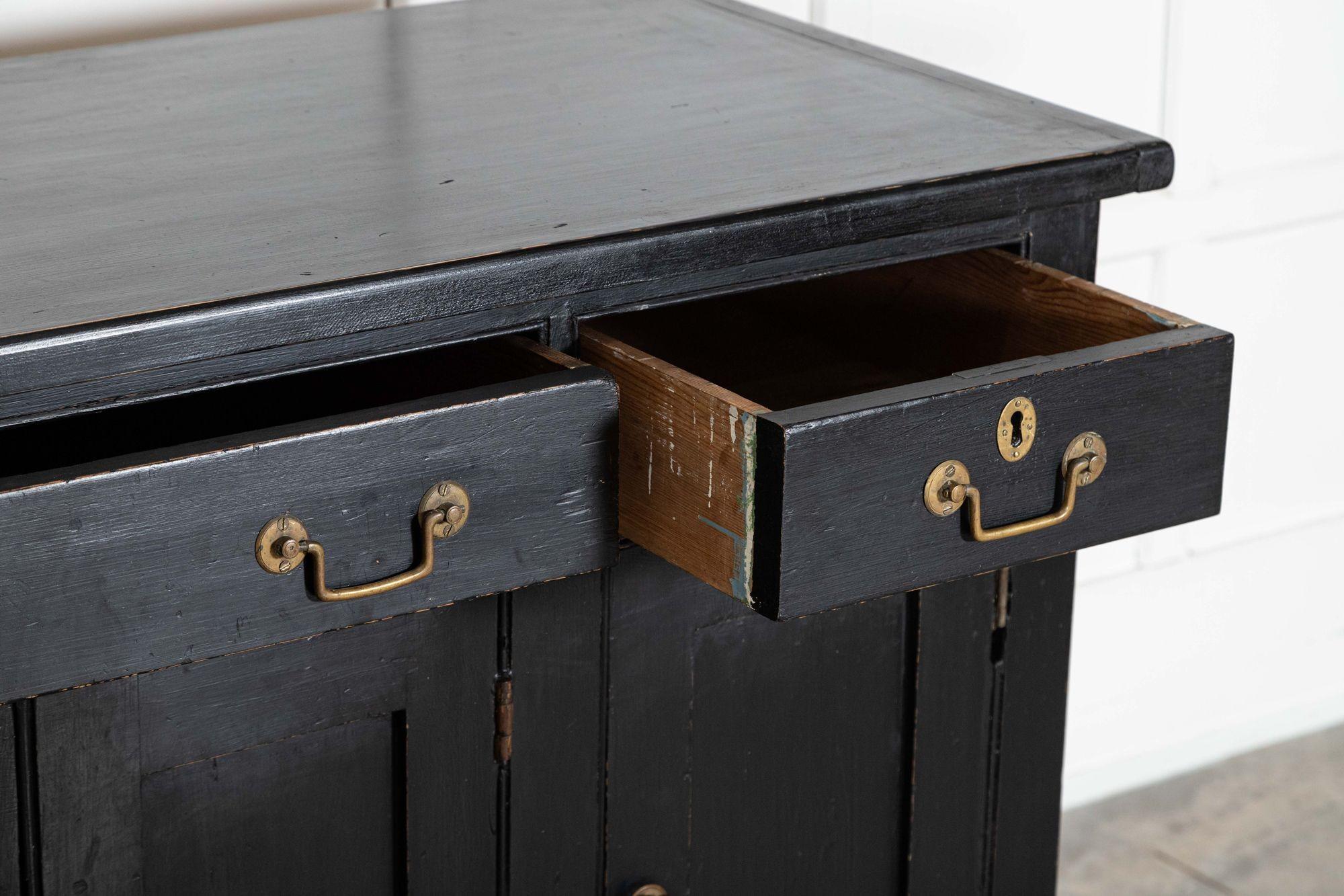 Monumental 19thC English Ebonised Pine Dresser Base For Sale 9