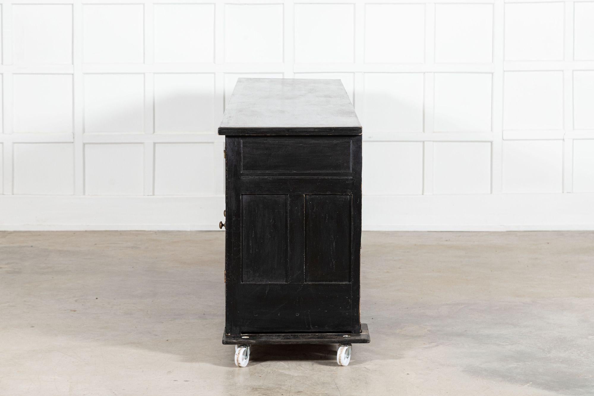 Monumental 19thC English Ebonised Pine Dresser Base For Sale 5