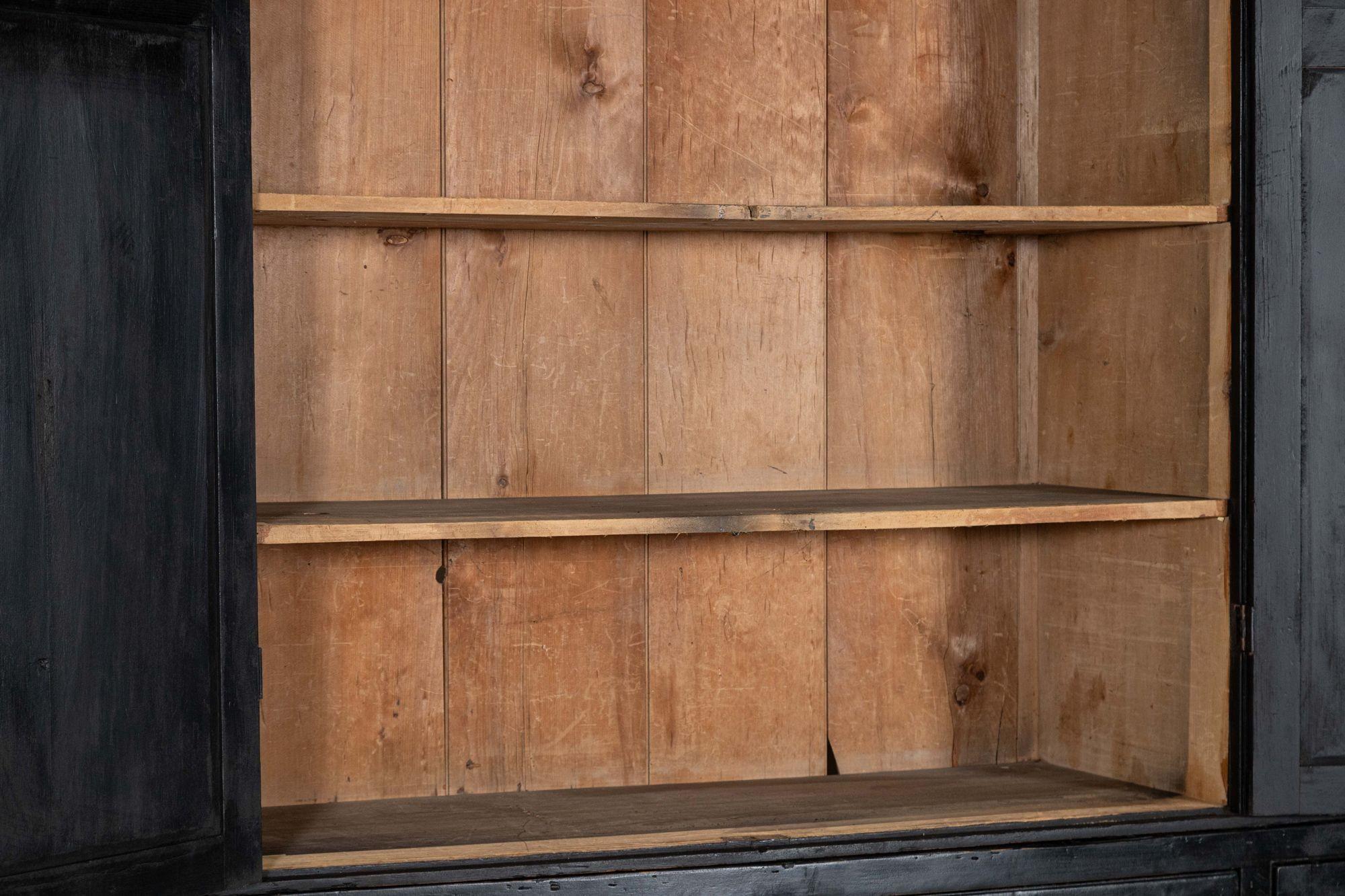 Monumental 19thC English Ebonised Pine Housekeepers Cupboard For Sale 6