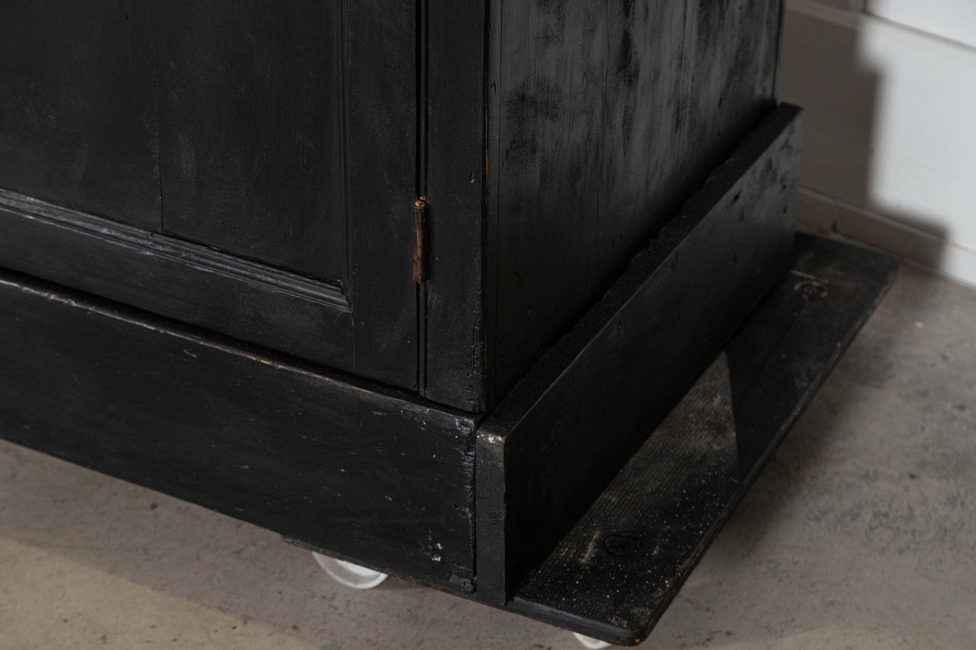 Monumental 19thC English Ebonised Pine Housekeepers Cupboard For Sale 5