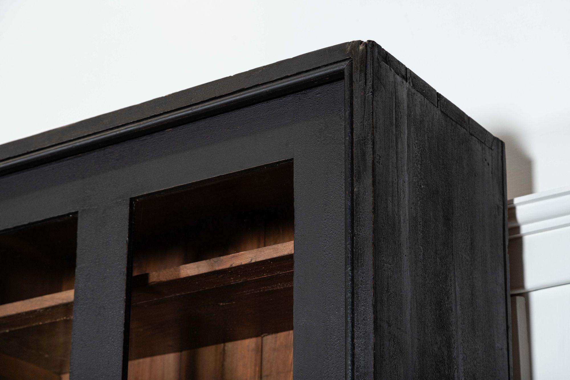 Monumental 19thC English Ebonised Pine Housekeepers / Haberdashery Cabinet For Sale 7