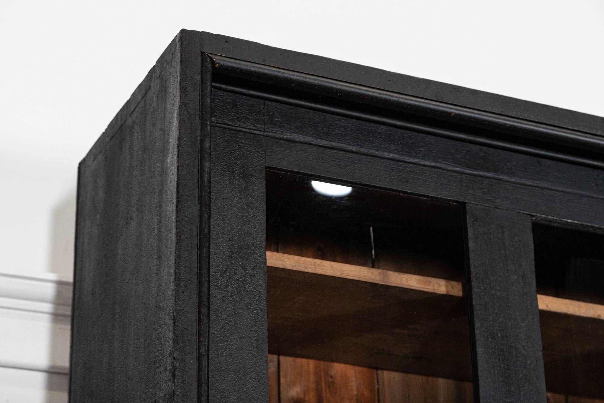 Monumental 19thC English Ebonised Pine Housekeepers / Haberdashery Cabinet For Sale 10
