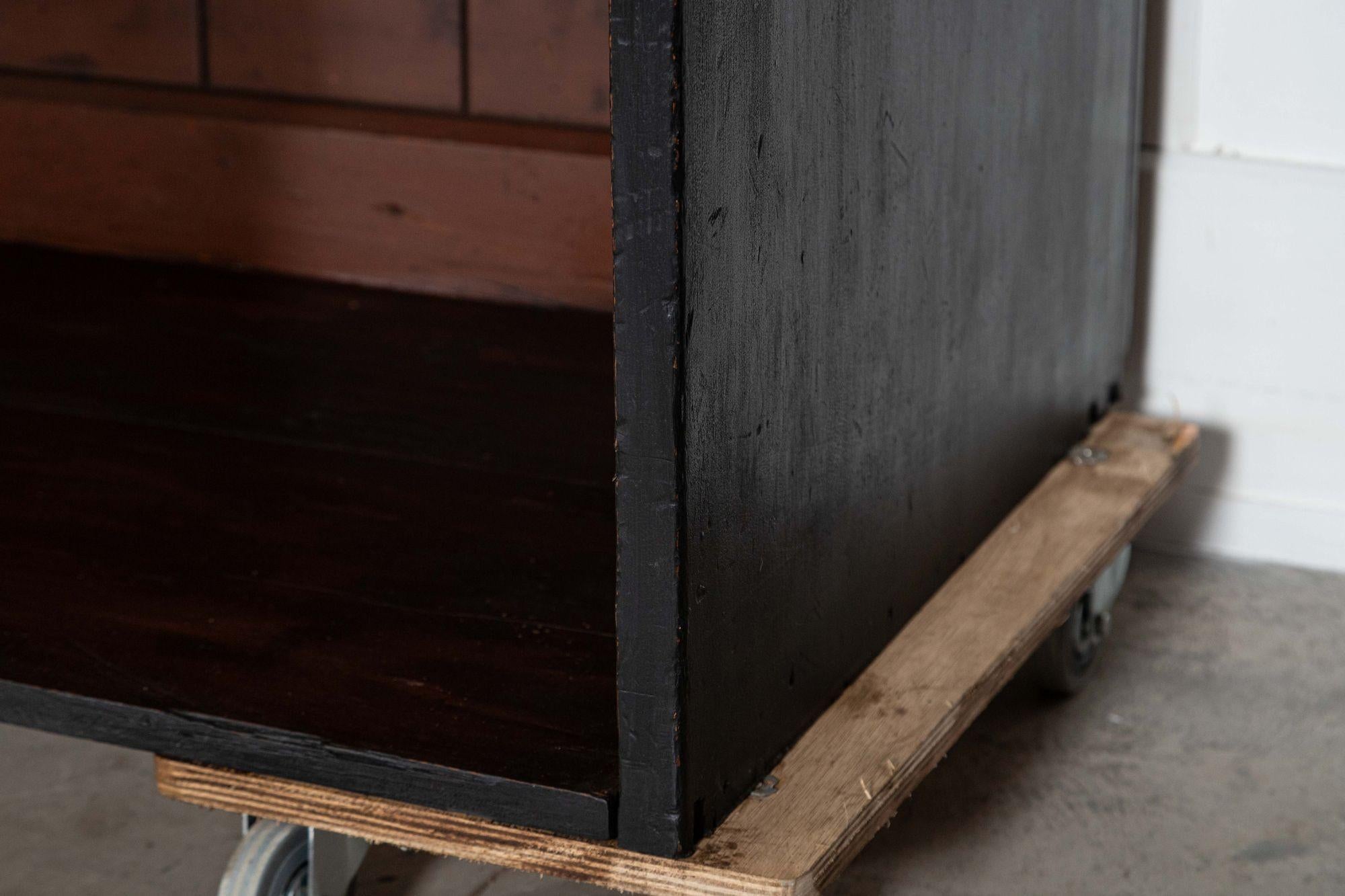 Monumental 19thC English Ebonised Pine Housekeepers / Haberdashery Cabinet For Sale 13