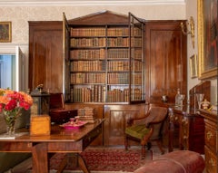 Monumental 19thC English Glazed Mahogany Library Bookcase