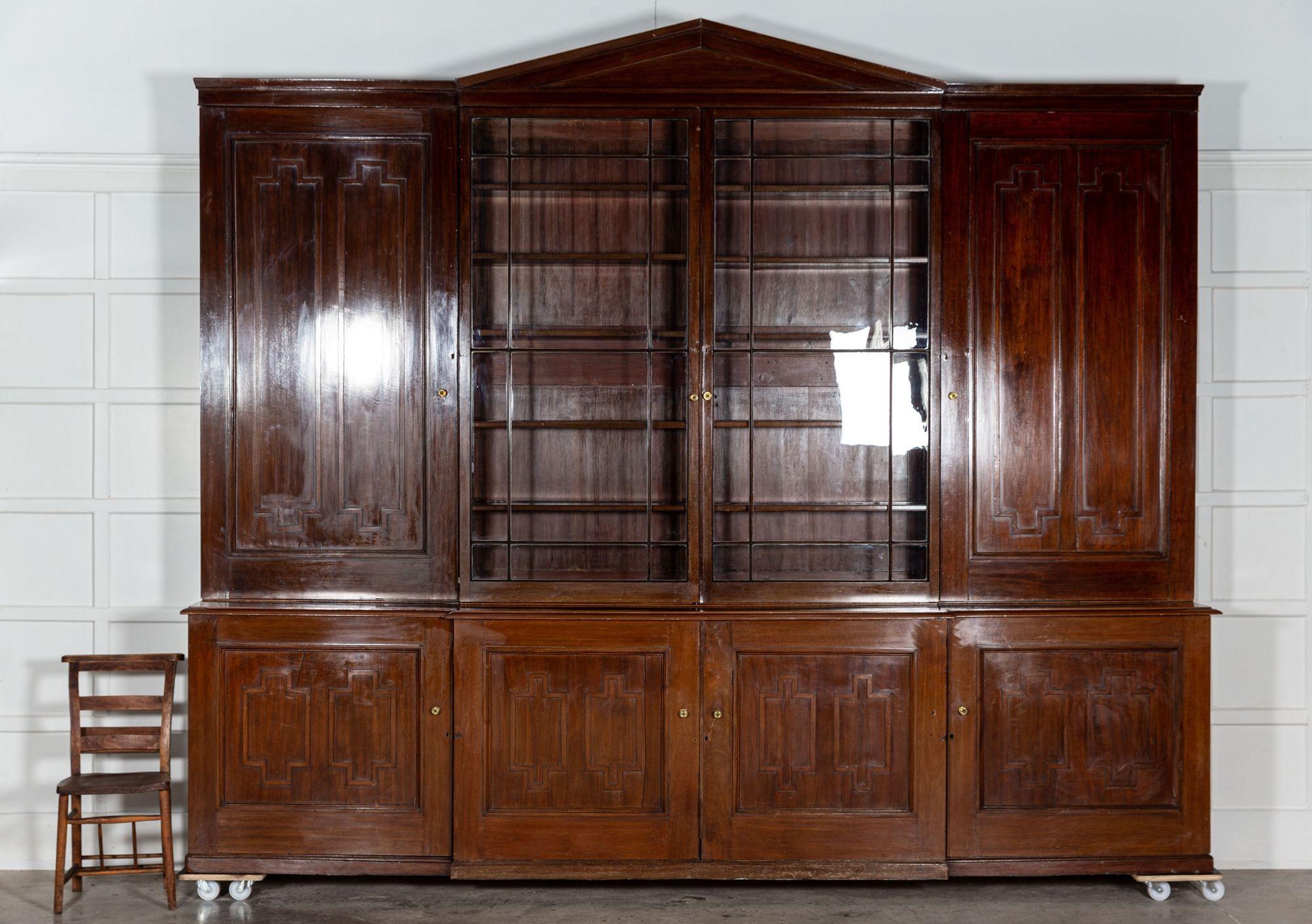 Monumental 19thC English Glazed Mahogany Library Bookcase 2