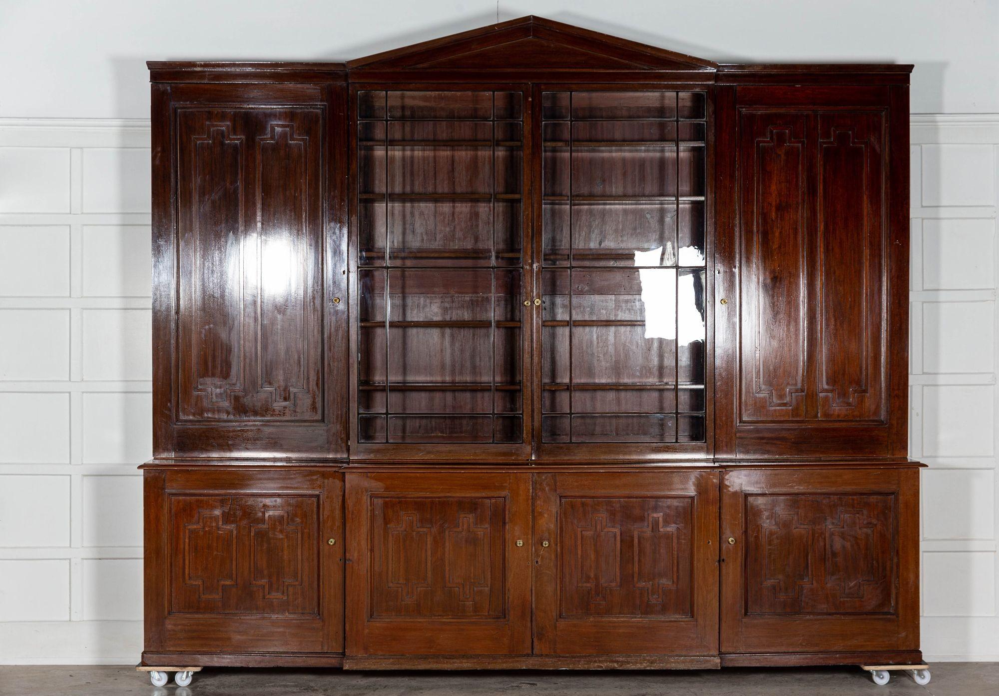 Monumental 19thC English Glazed Mahogany Library Bookcase 5