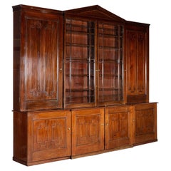 Antique Monumental 19thC English Glazed Mahogany Library Bookcase