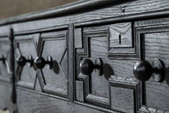 Monumental 19thC English Grain Ebonised Oak Dresser Base