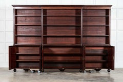 Monumental 19thC English Mahogany Breakfront Bookcase