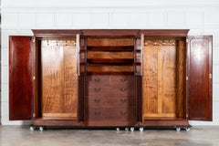 Monumental 19thC English Mahogany Breakfront Compactum Wardrobe