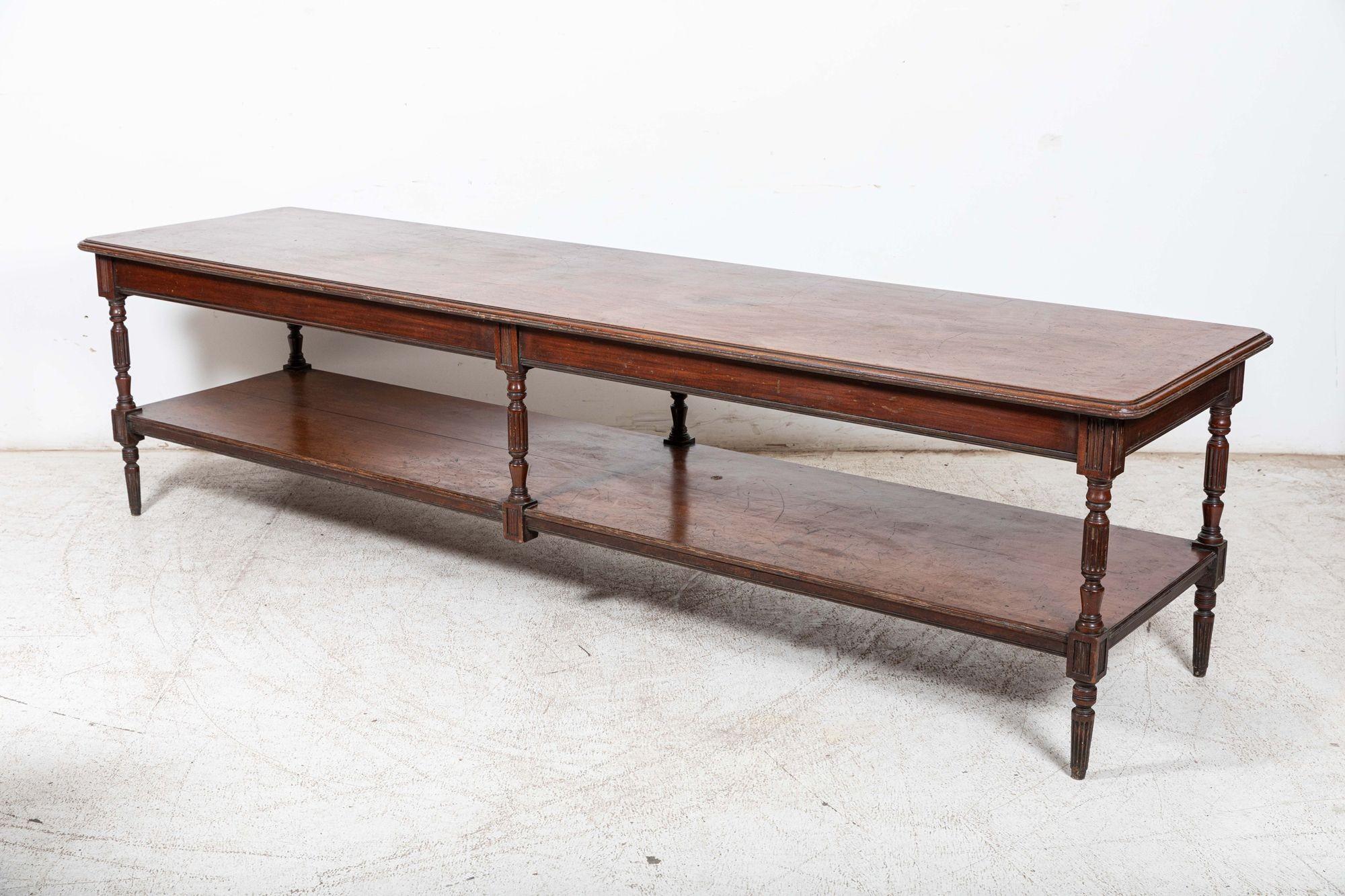 Monumental 19thC English Mahogany Drapers Table In Good Condition For Sale In Staffordshire, GB
