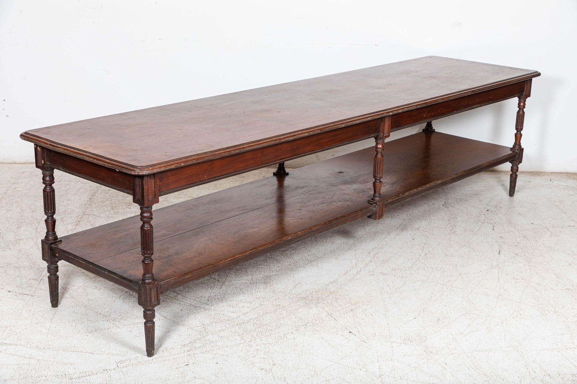 Monumental 19thC English Mahogany Drapers Table For Sale 4