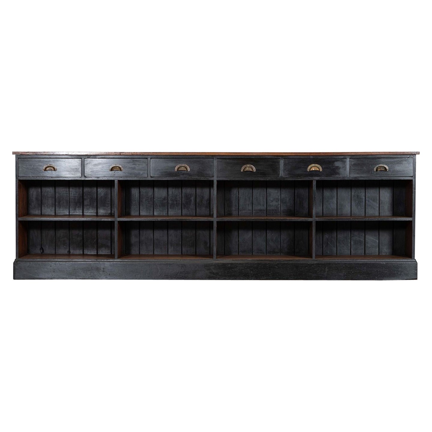 Monumental 19thC English Mahogany & Pine Shop Counter / Island