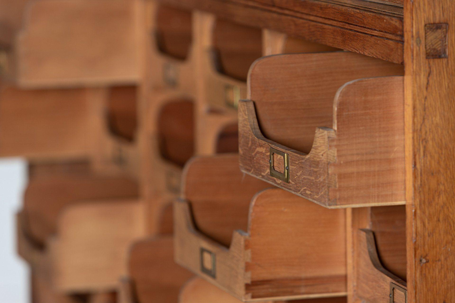 Monumental 19th C English Oak Haberdashery Cabinet 4