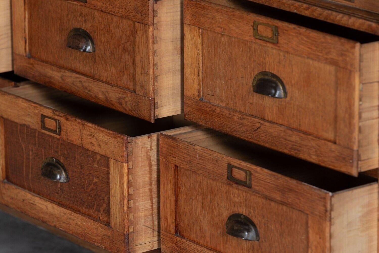 Monumental 19th C English Oak Haberdashery Cabinet 1