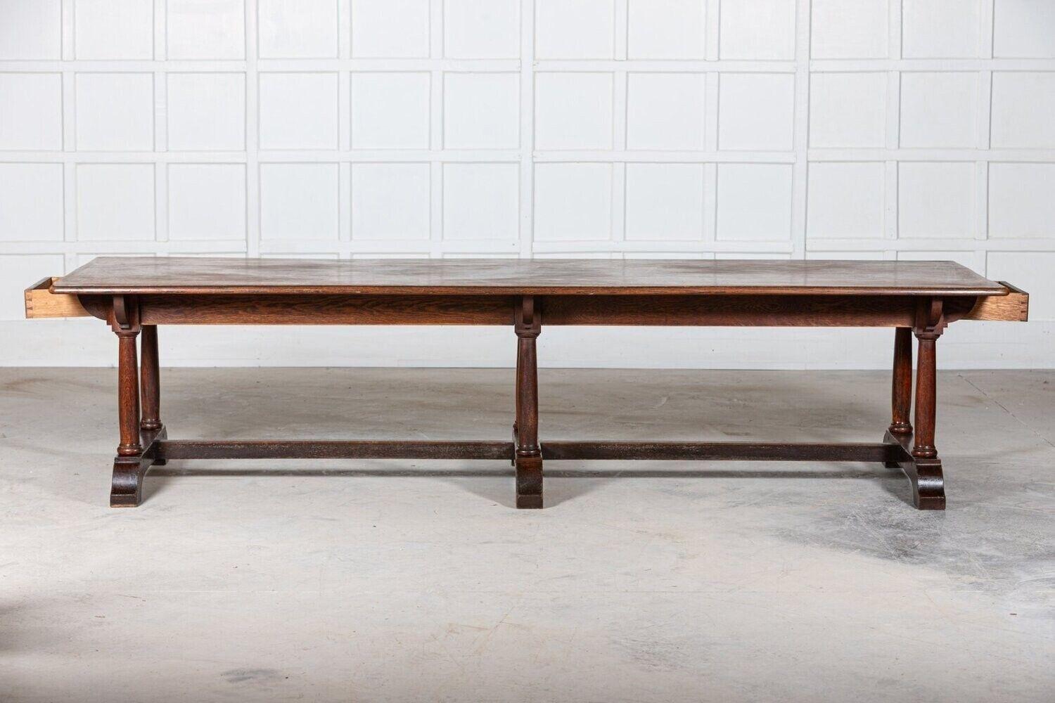 Monumental 19thC English Oak Refectory Dining Table In Good Condition In Staffordshire, GB