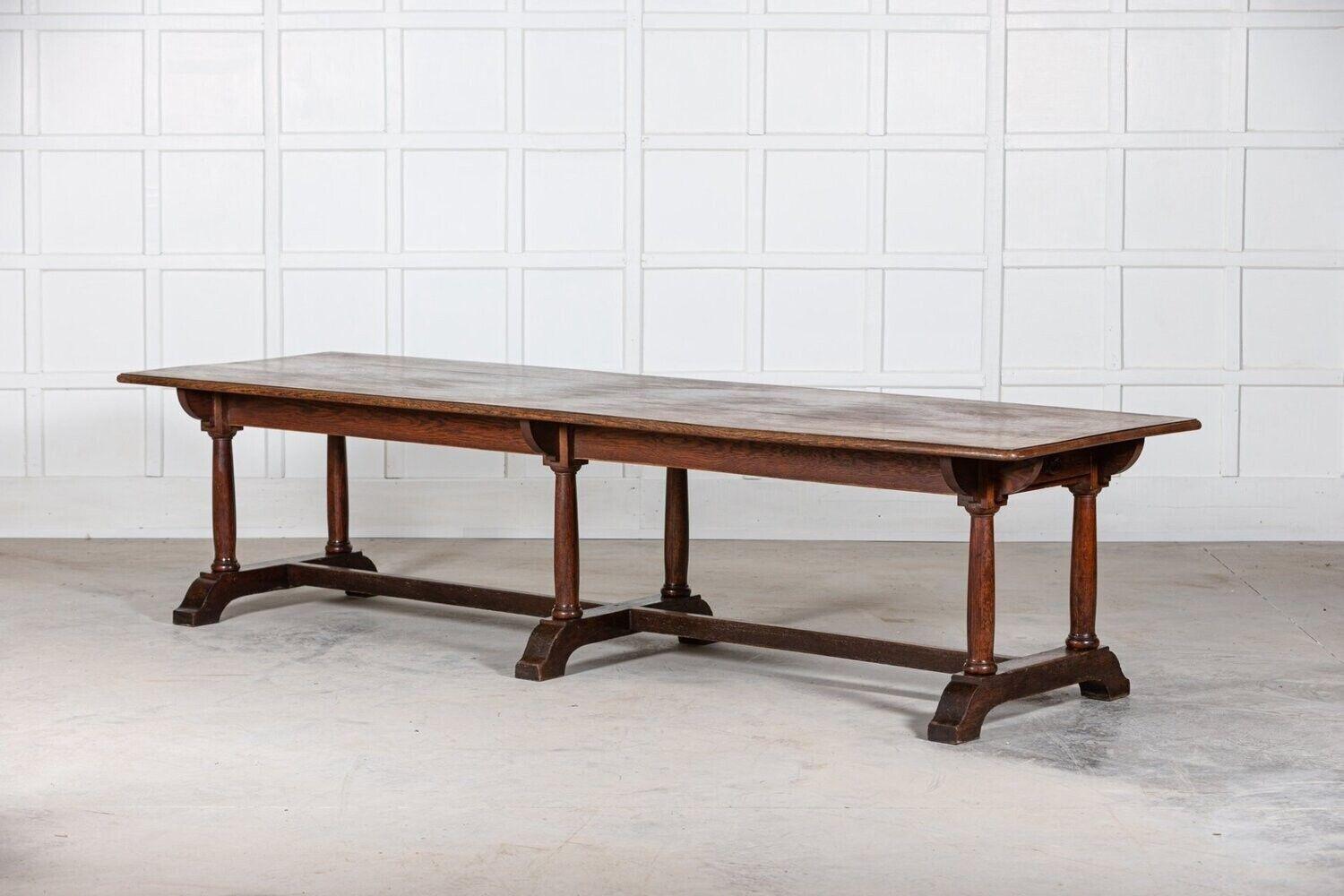 19th Century Monumental 19thC English Oak Refectory Dining Table