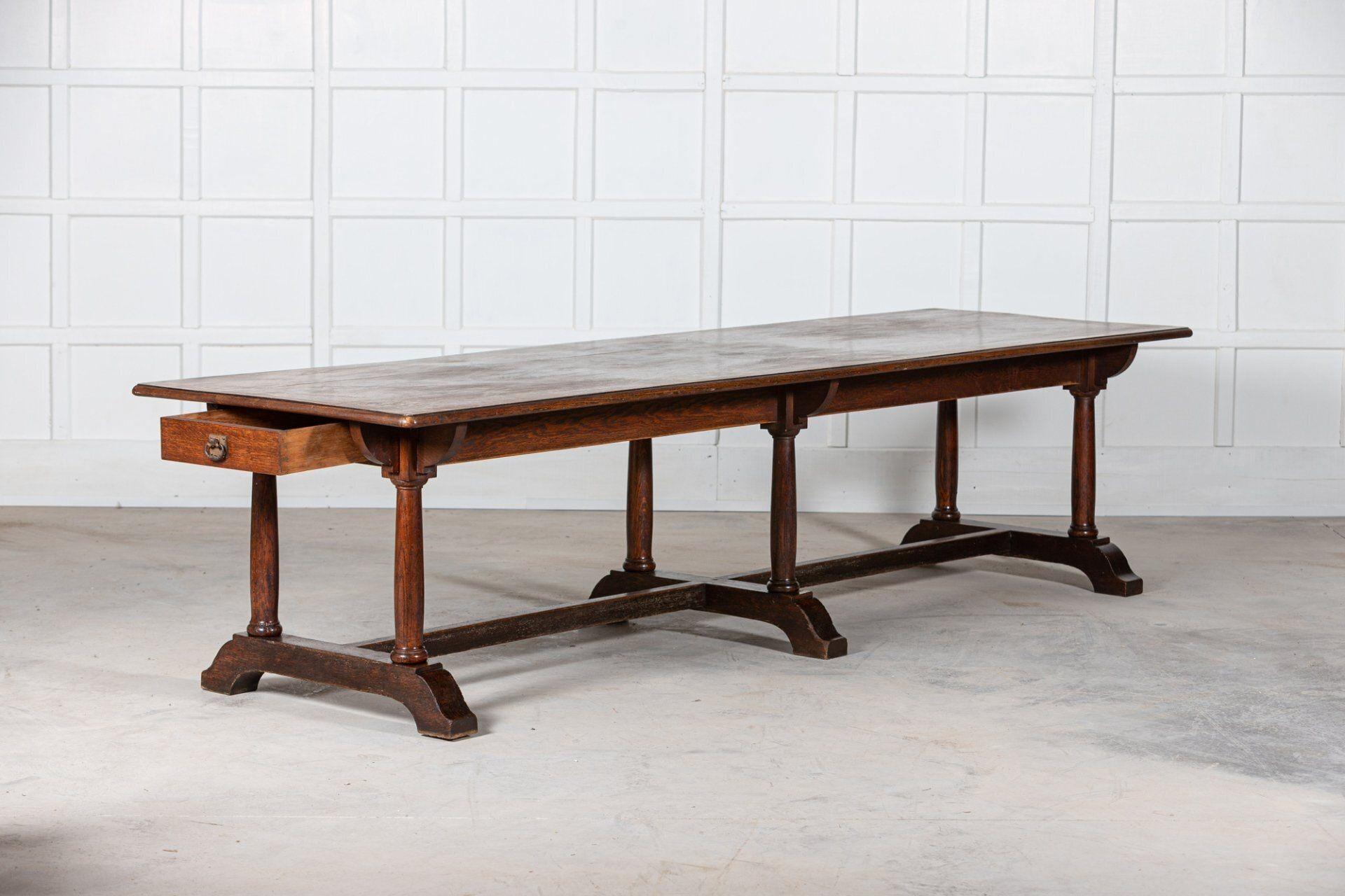 Monumental 19thC English Oak Refectory Dining Table 5
