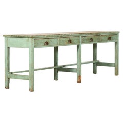 Monumental 19thC English Painted Pine Dresser Base / Console